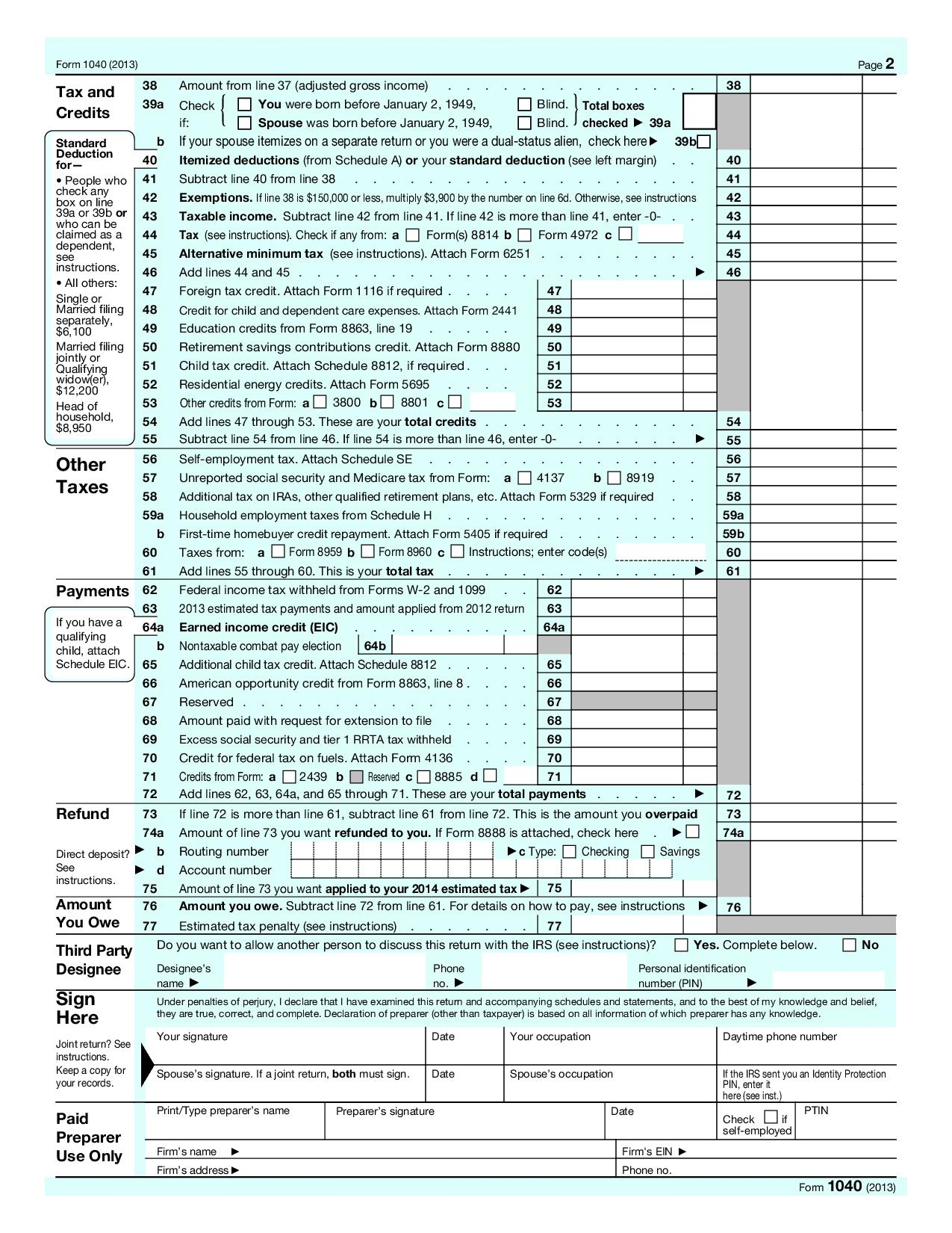 1040 U S Individual Income Tax Return With Schedule D