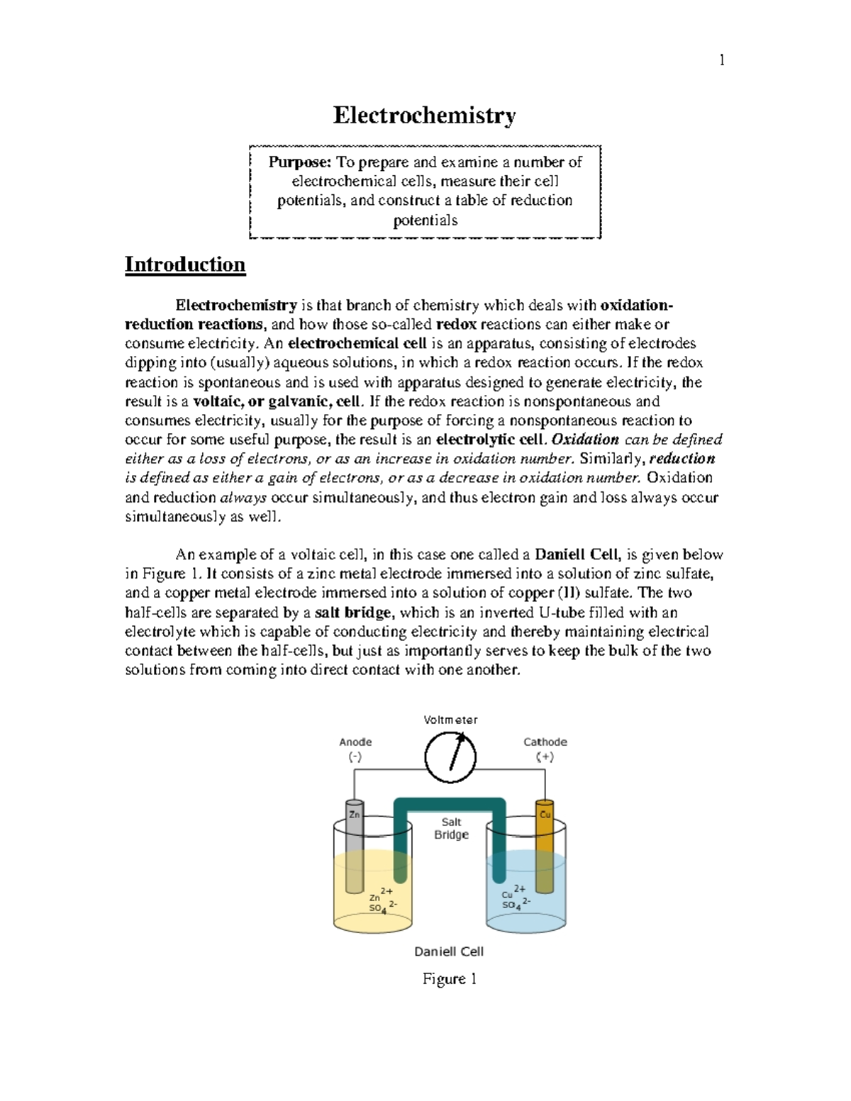 13 Electrochemistry Spring 2022 Lab Worksheet Figure 1 Electrochemistry Introduction Studocu