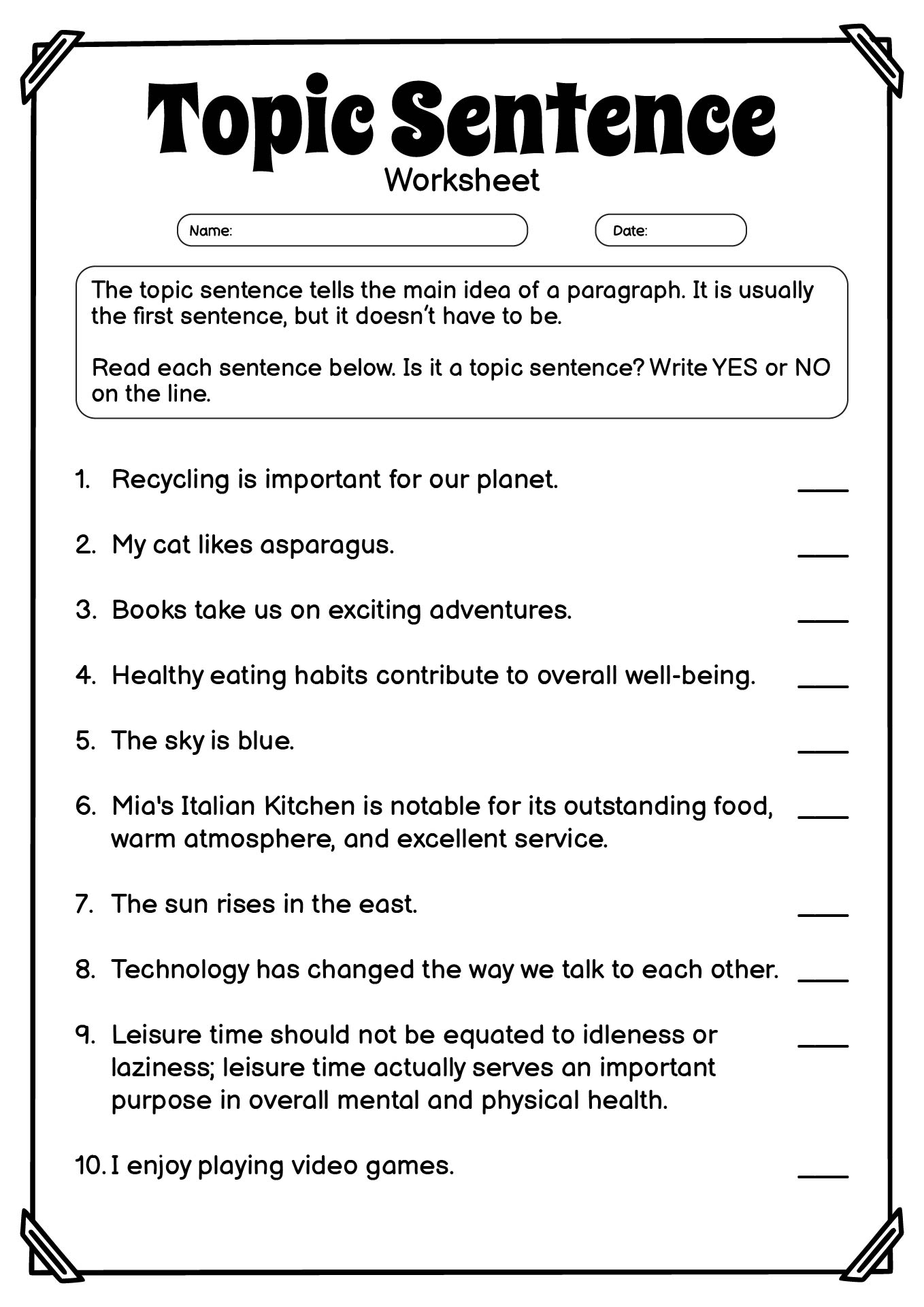 16 Writing Paragraph Topic Sentence Worksheets Free PDF At Worksheeto