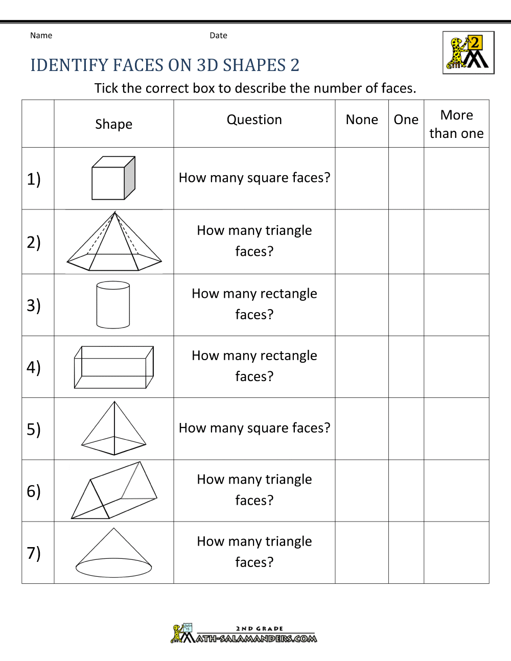 Examples Of Math Worksheets For Geometric Shapes