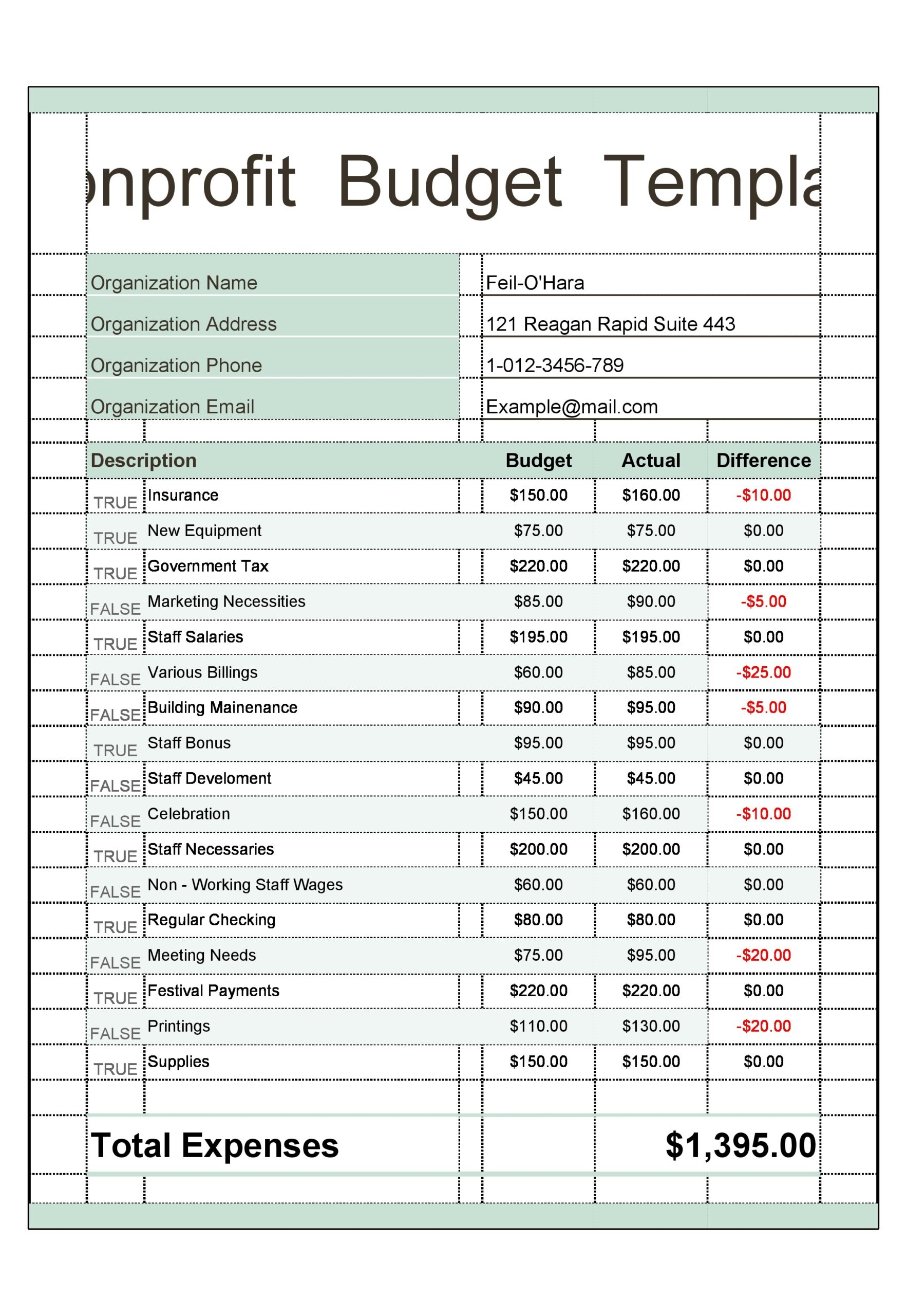 Excel Worksheet For Nonprofit Examples Excel Worksheet For Nonprofit Examples