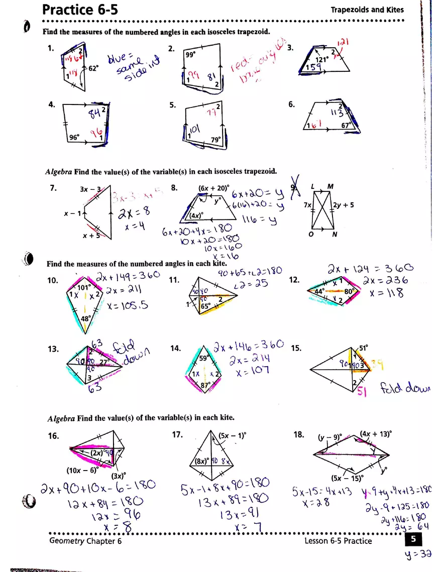 6 6 Practice Trapezoids And Kites Answer Key Edubirdie