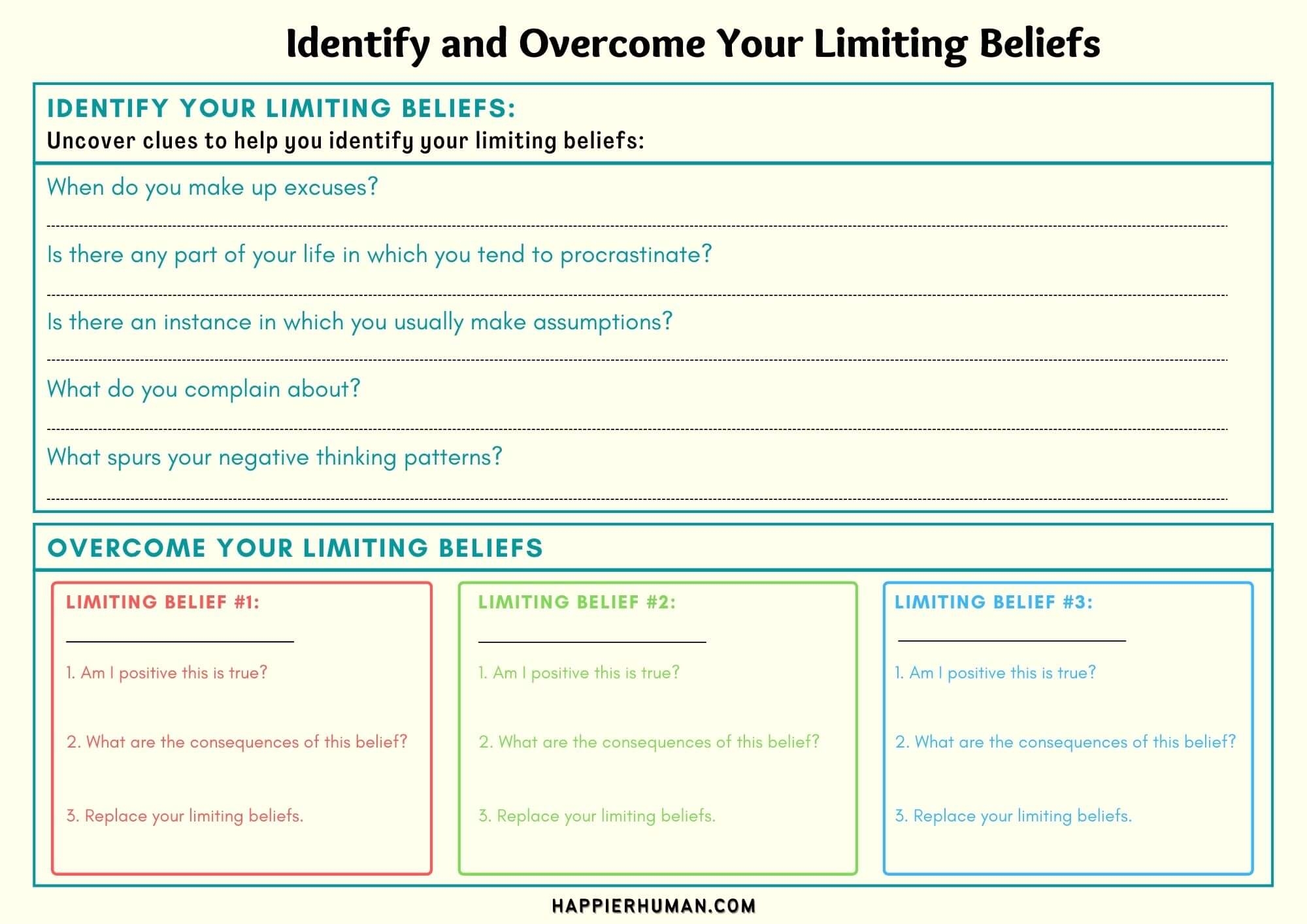 7 Limiting Beliefs Worksheets That Change Your Thinking Happier Human
