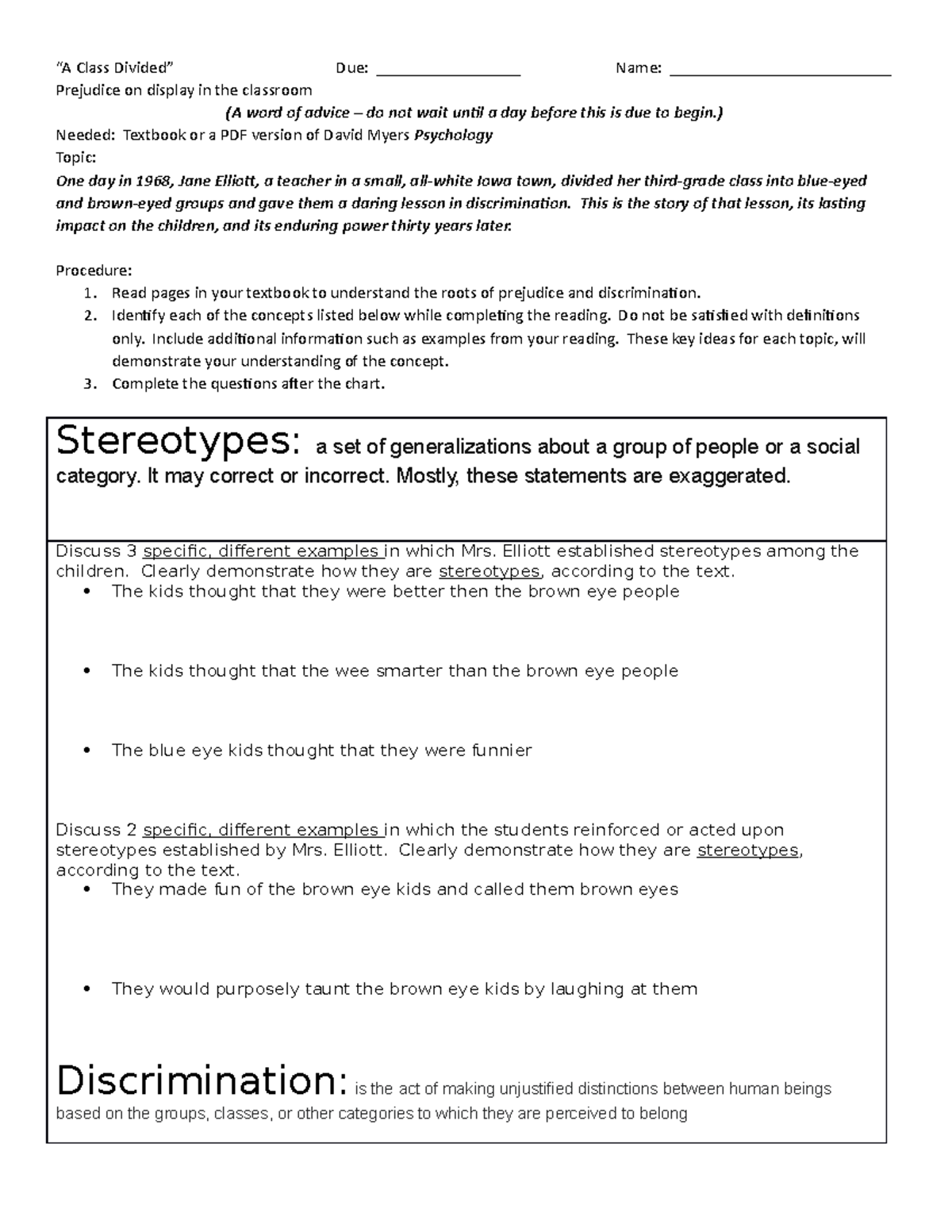 A Class Divided Thanks For The Answers Cause This Is A Bs Worksheet That A Class Divided Studocu