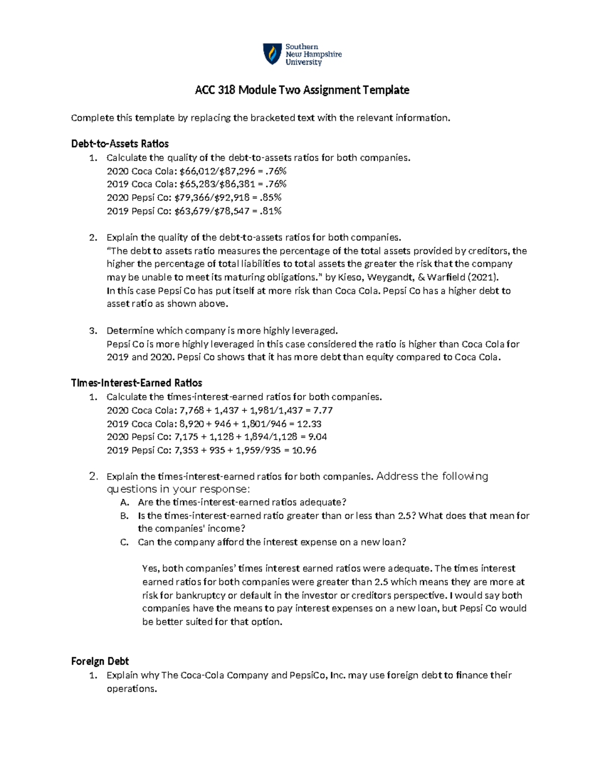 ACC 330 Module Two Income Assignment Case Analysis Template Studocu
