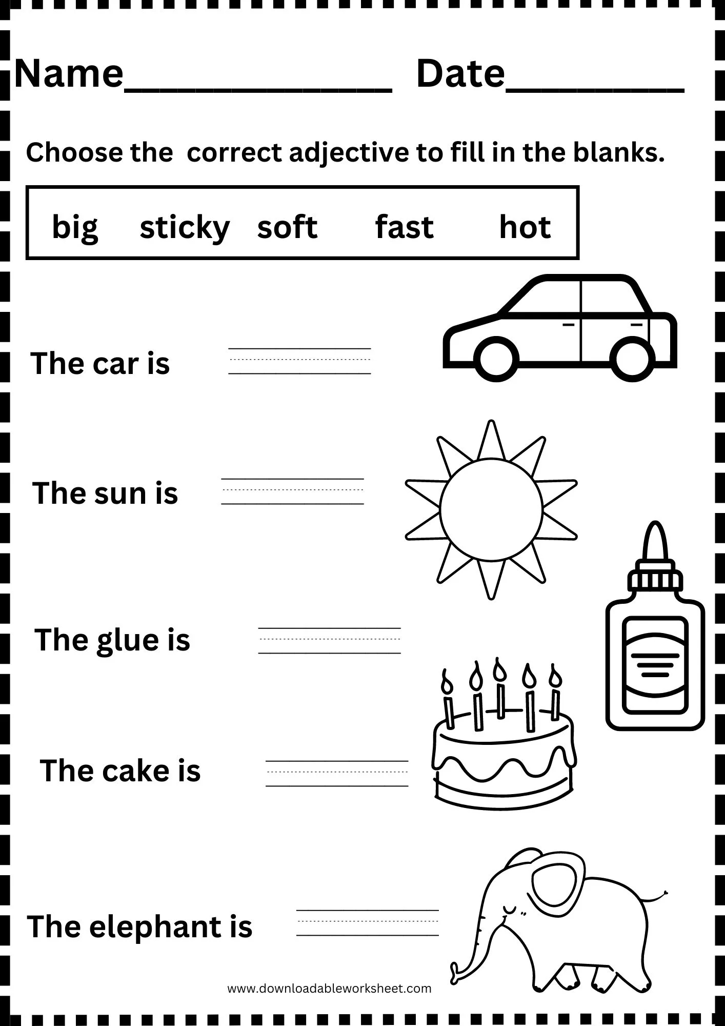 Adjective Examples For Kids Worksheet