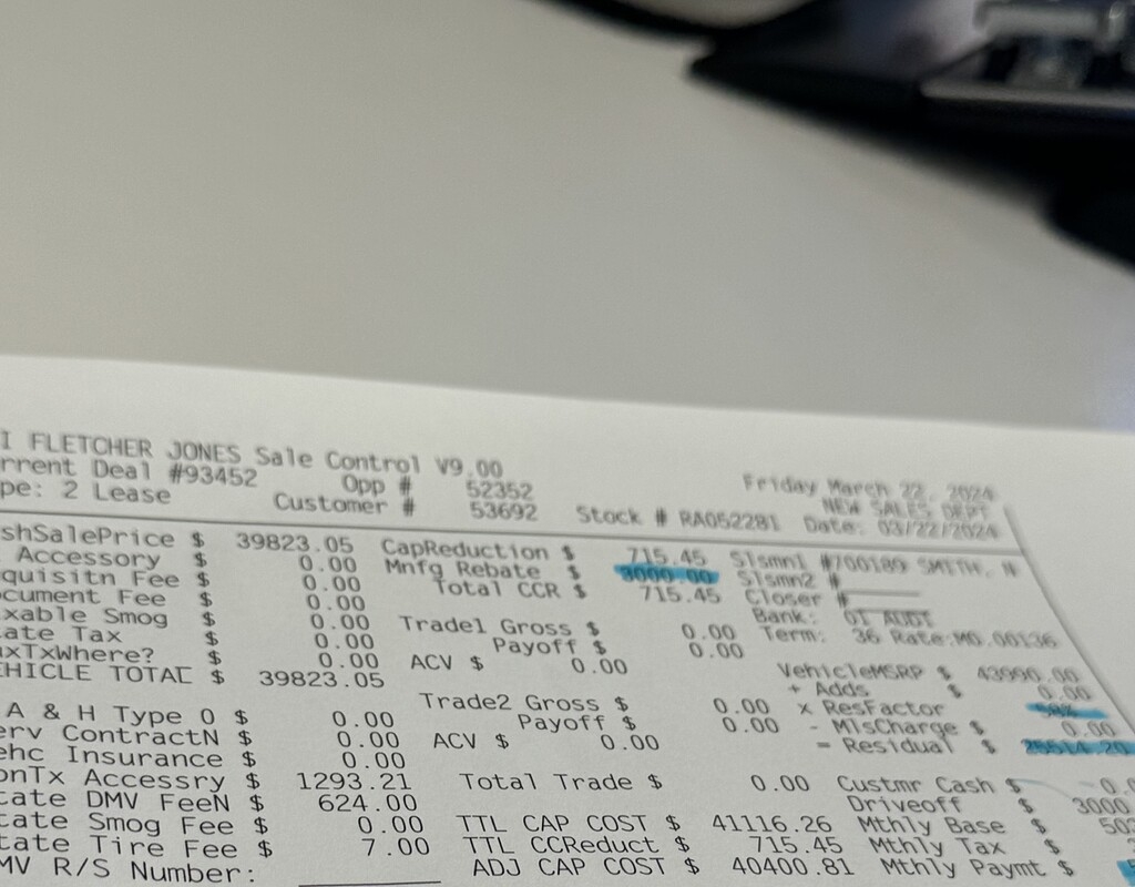 How To Read Lease Worksheet Example Audi
