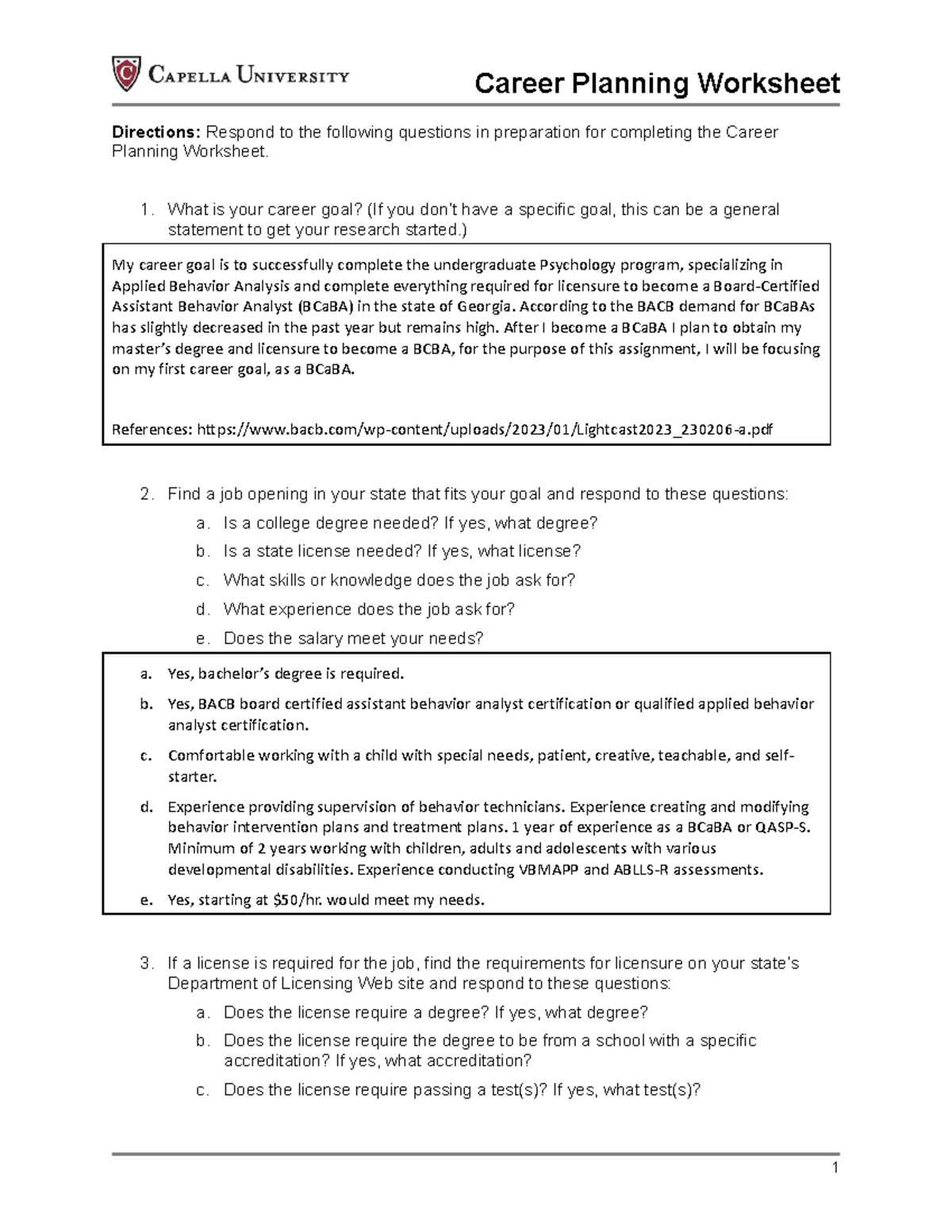 Cf Career Planning Worksheet Directions Respond To The Following Questions In Preparation For Studocu