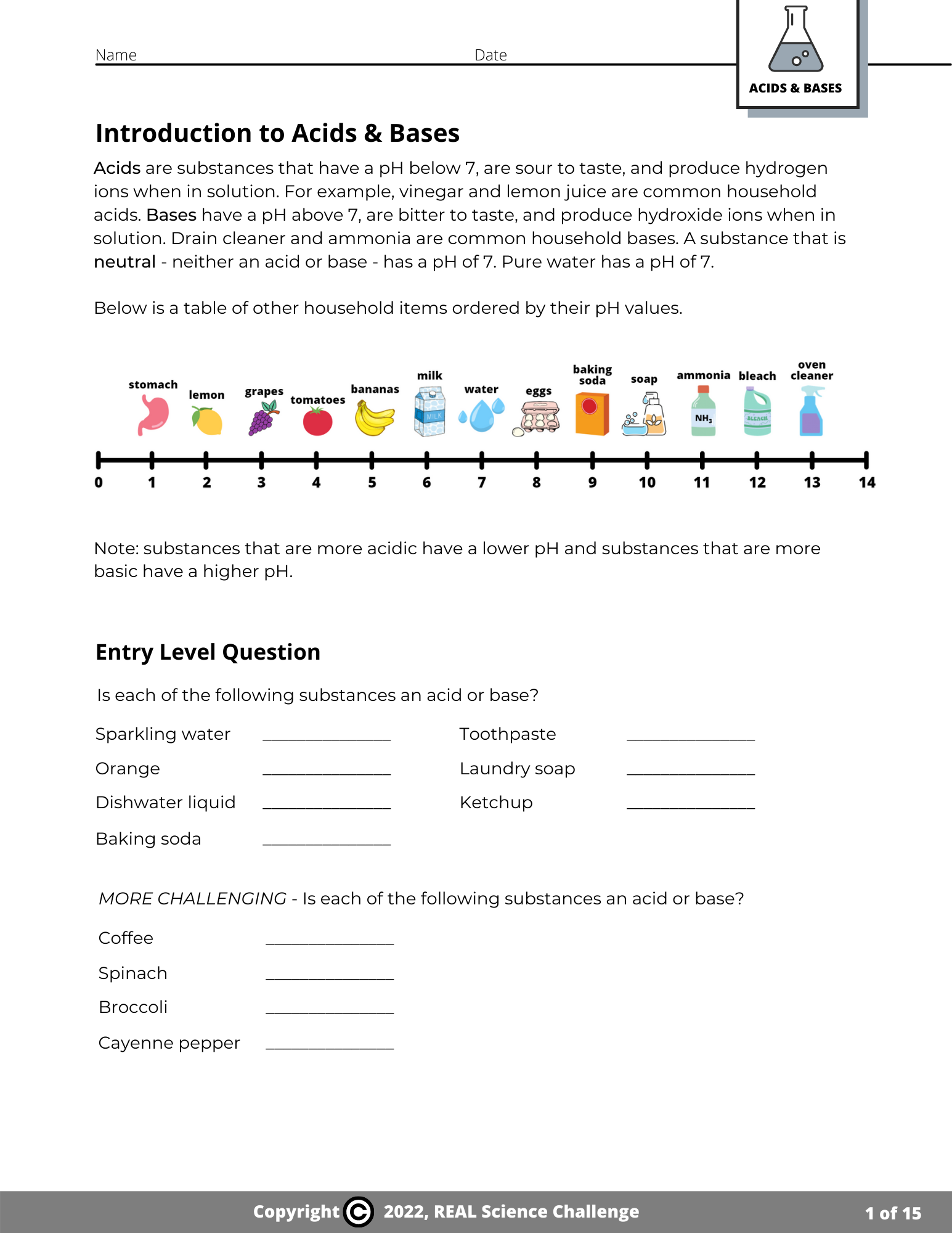 Challenge Questions Acids And Bases In Everyday Life REAL Science Challenge