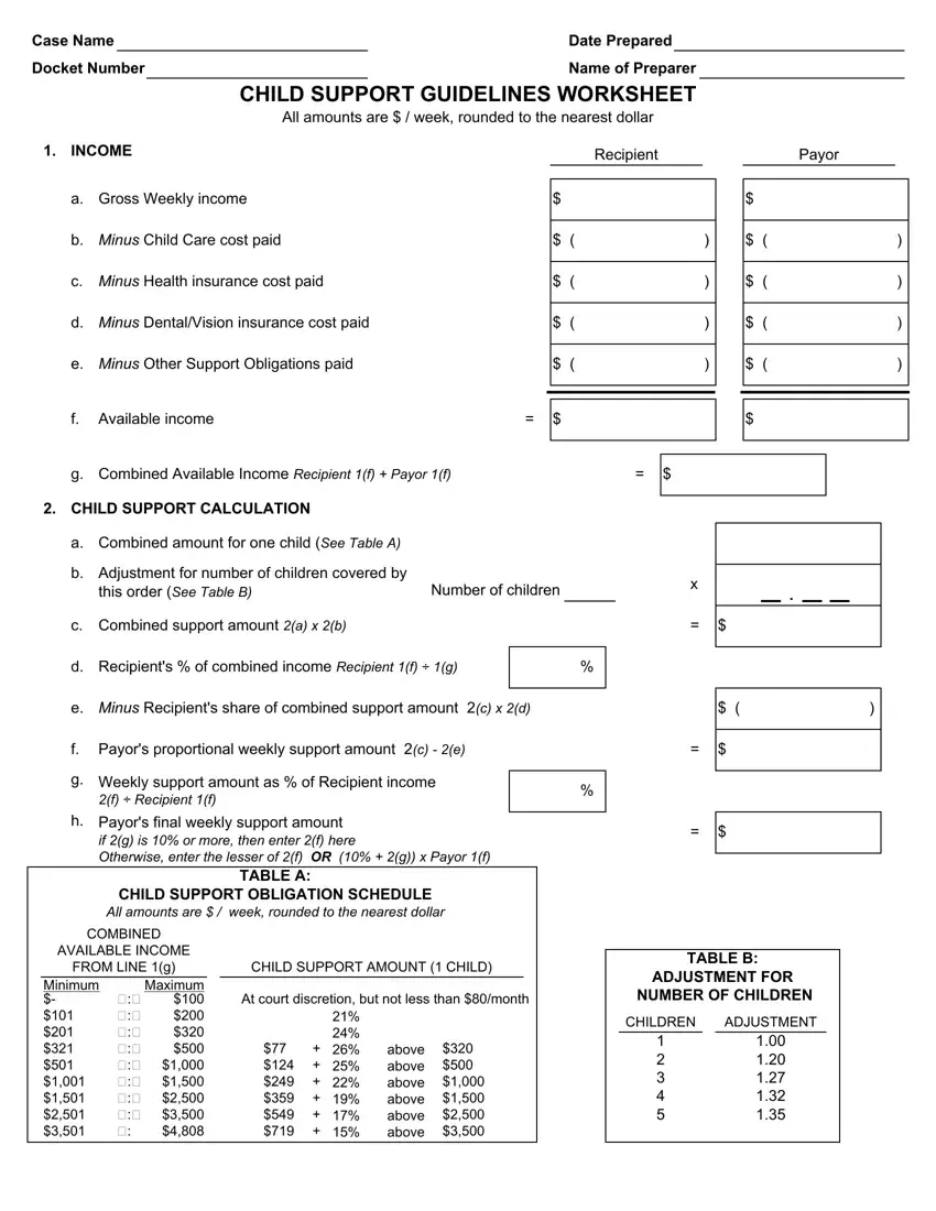 Child Support Worksheet Fill Out Printable PDF Forms Online
