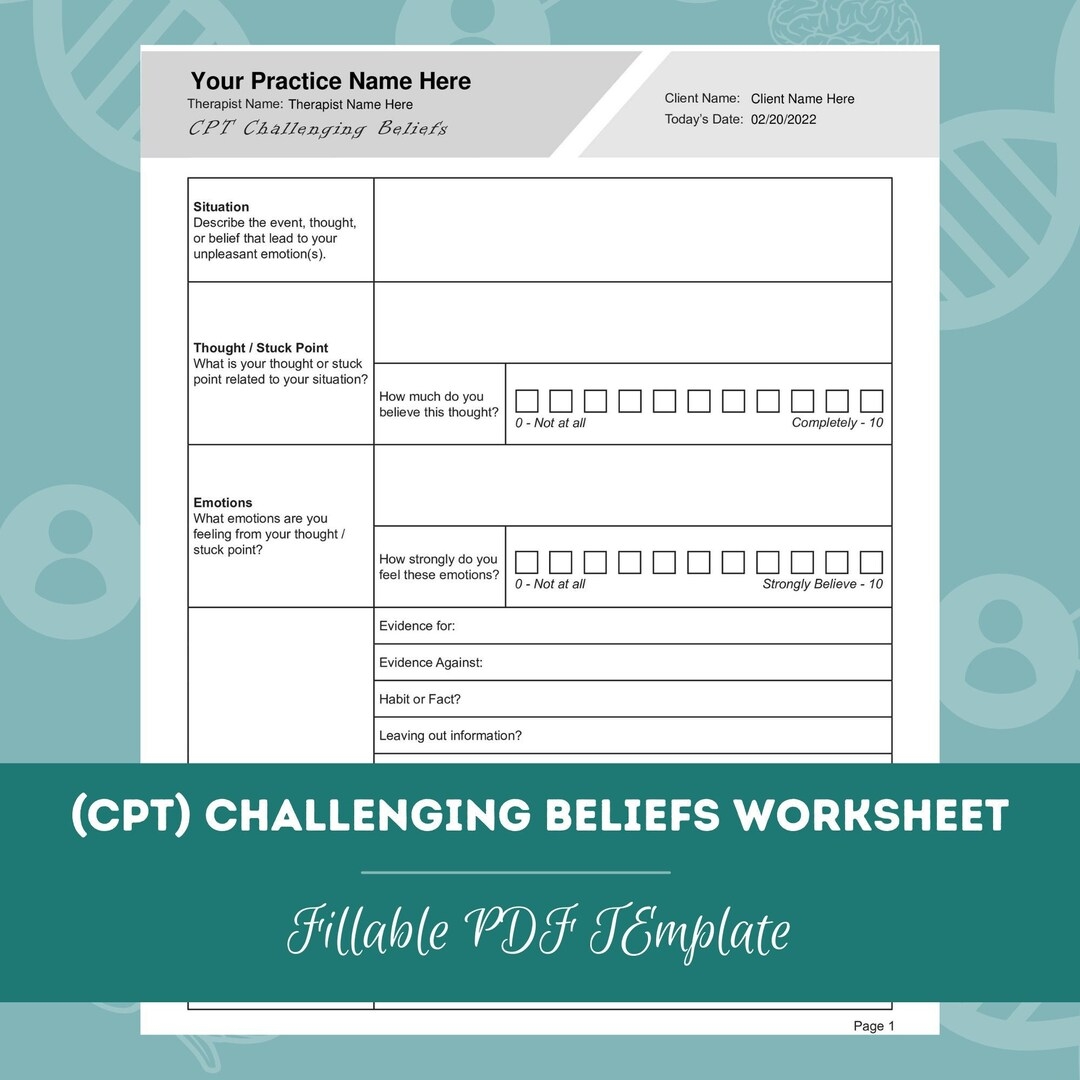 Challenging Beliefs Worksheet Examples With Answers Pdf