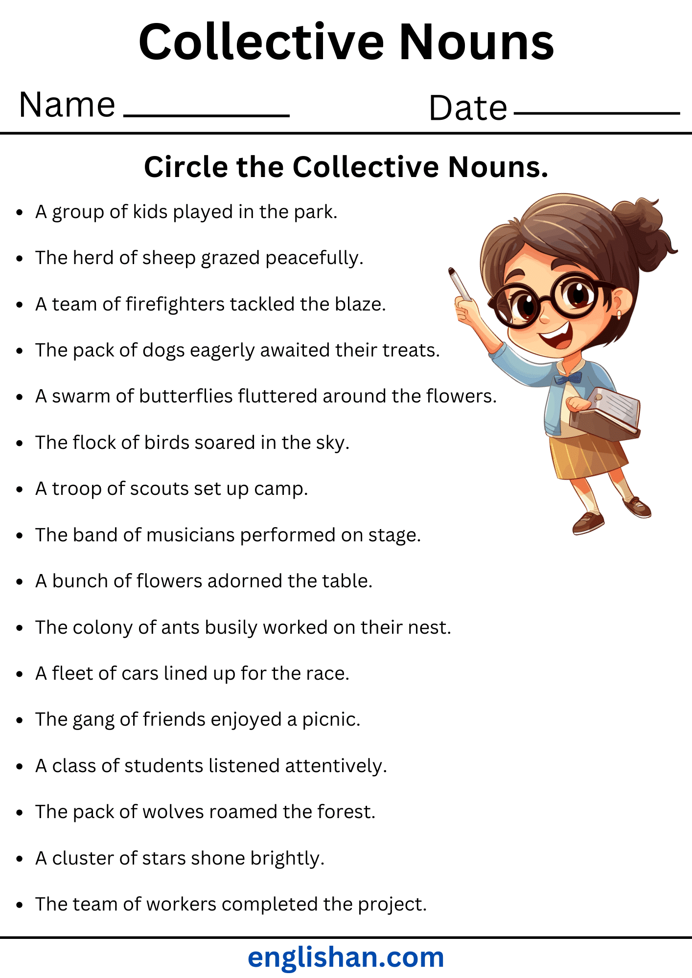 Collective Nouns Worksheets With Answers In English Collective Nouns Worksheets With Answers In English