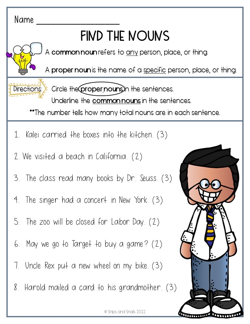 Examples Of Common And Proper Noun Worksheets
