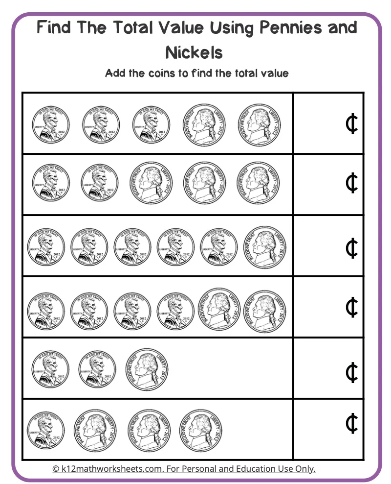 Counting Money Worksheets