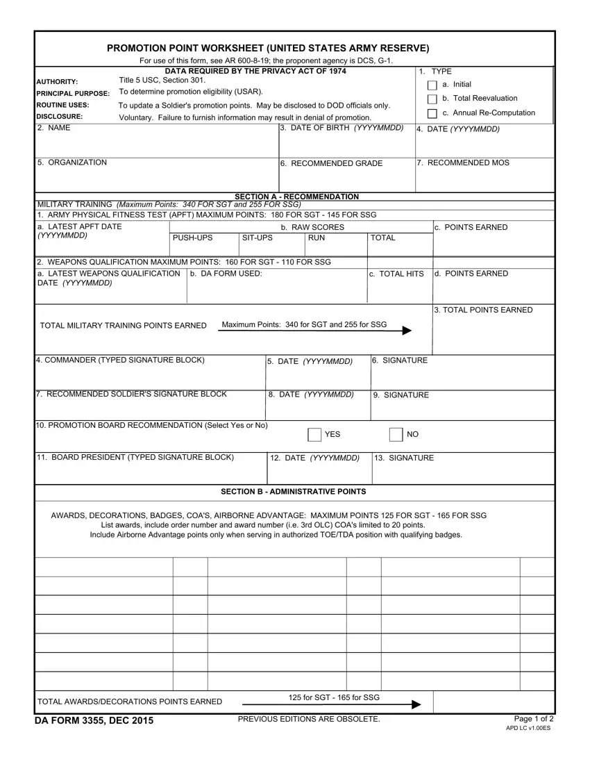 Da 3355 Form Fill Out Printable PDF Forms Online