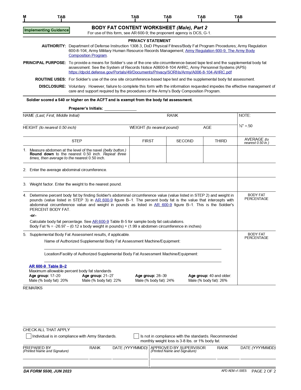 DA FORM 5500 Fillable Army Pubs 5500 PDF DA Forms 2025