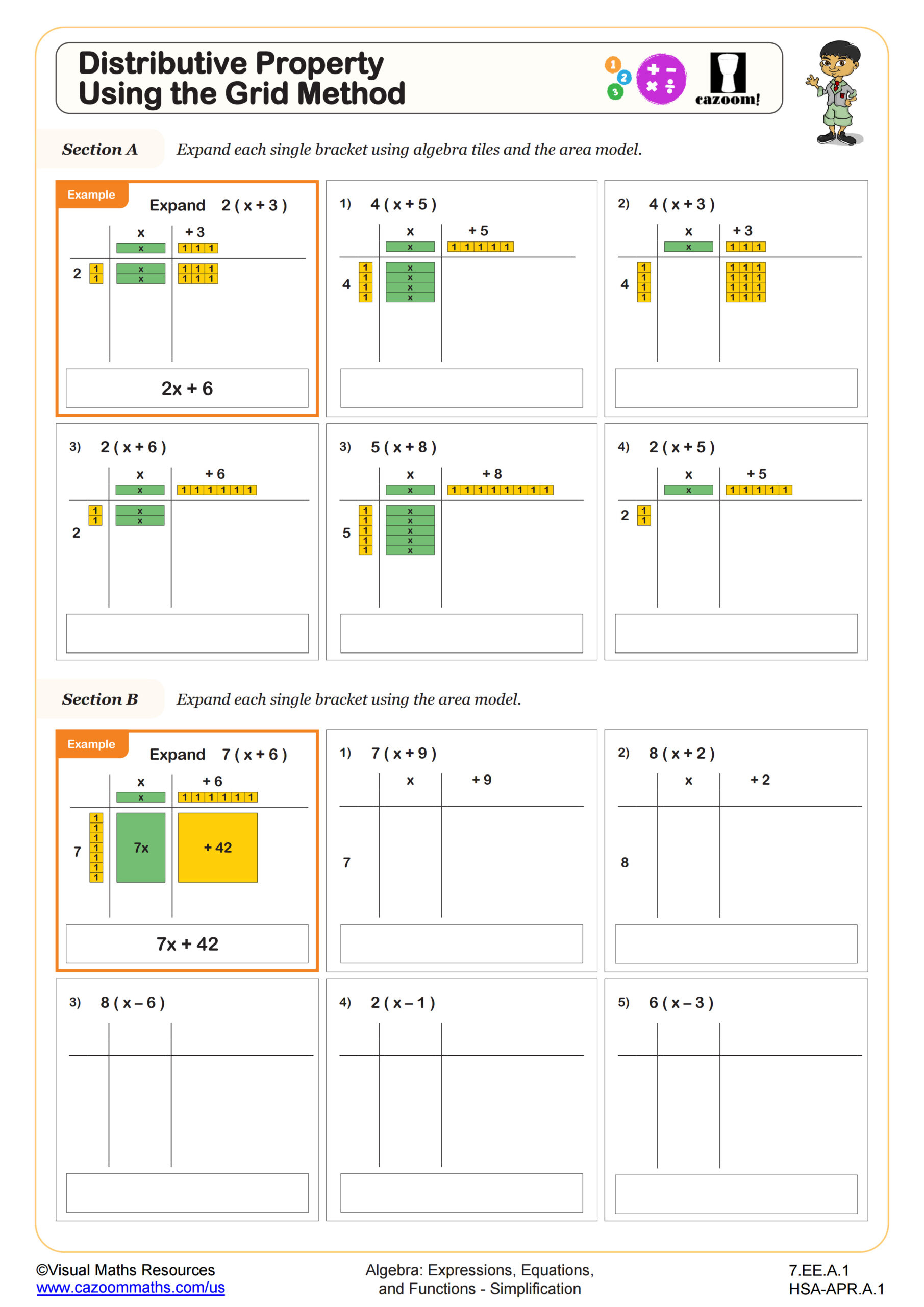 Distributive Property Example And Worksheet