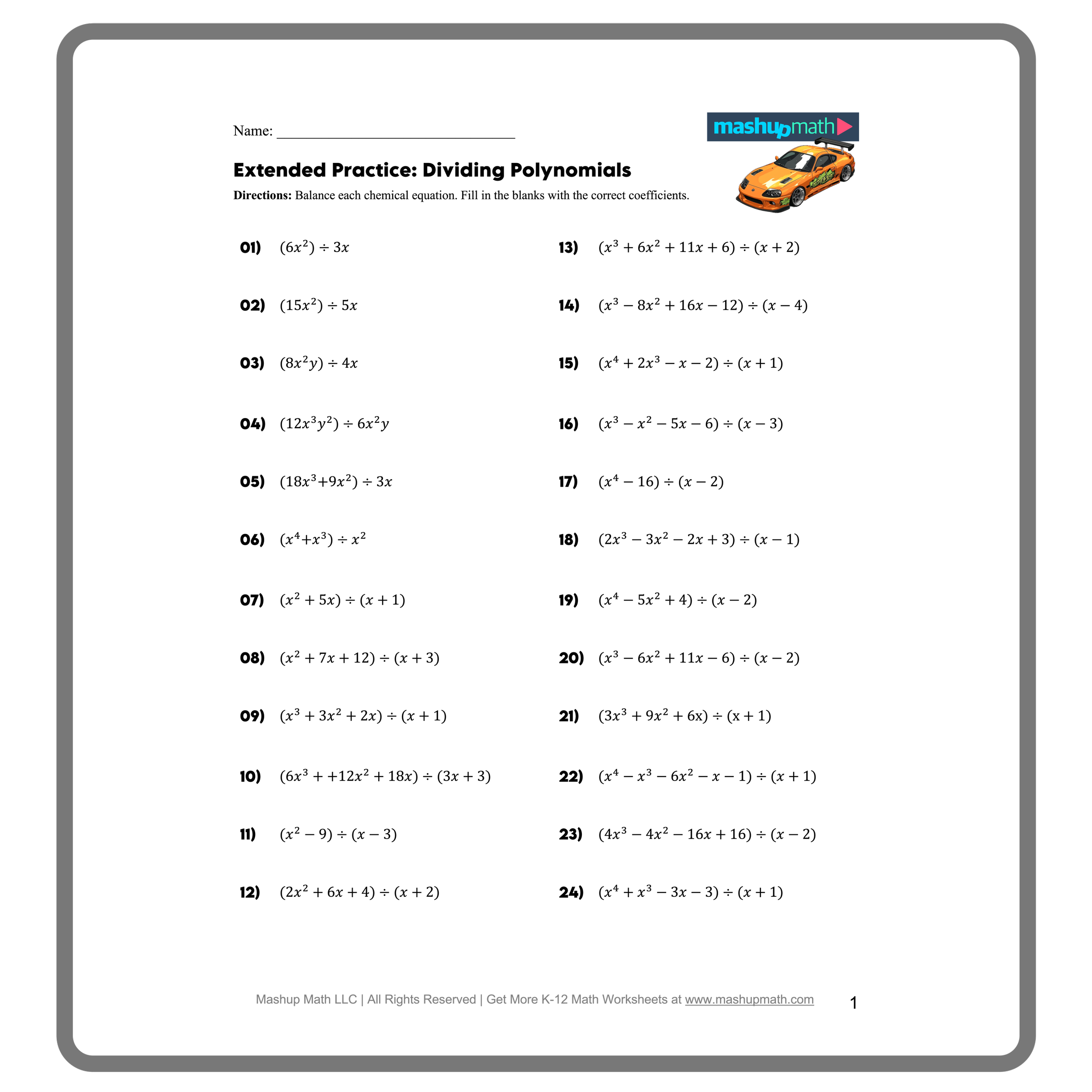 Dividing Polynomials Worksheets With Answers Mashup Math Dividing Polynomials Worksheets With Answers Mashup Math