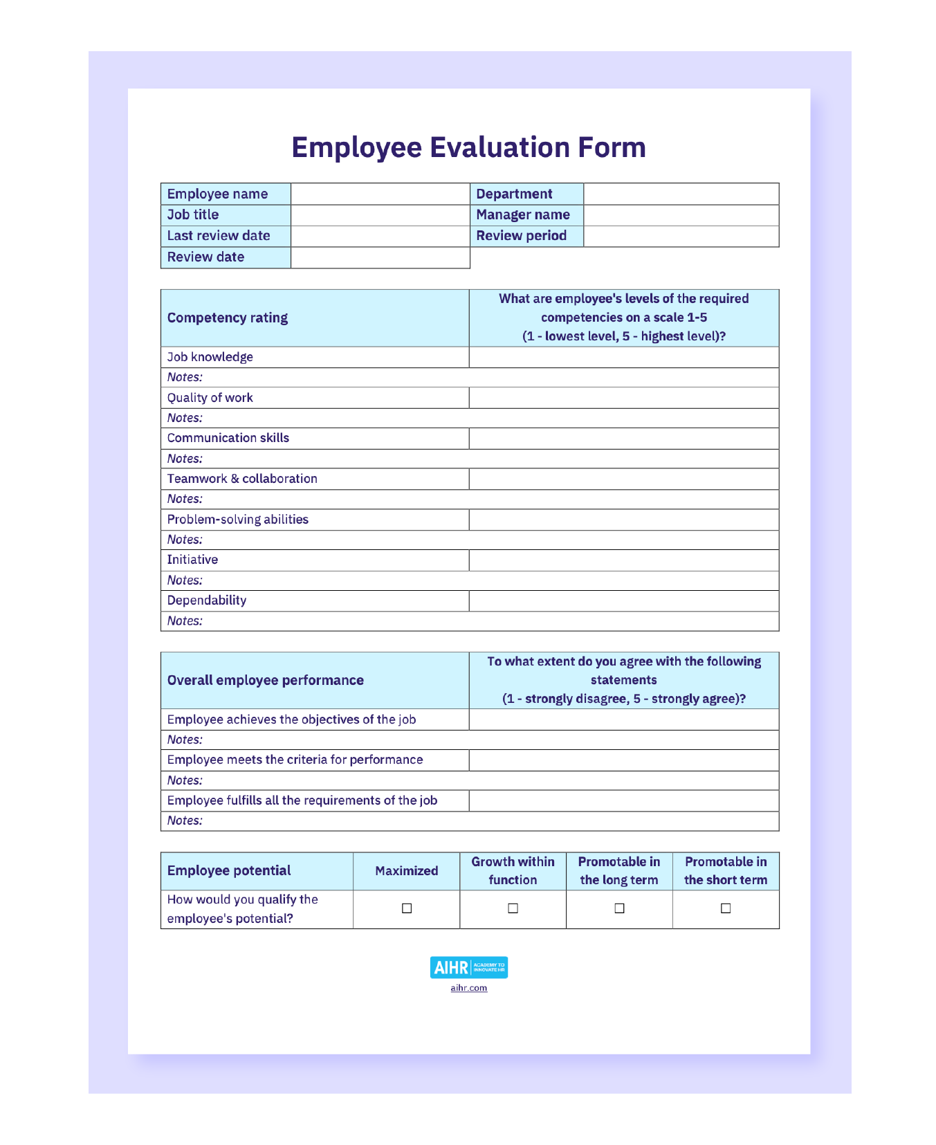 Evaluation Worksheet Examples For Programs
