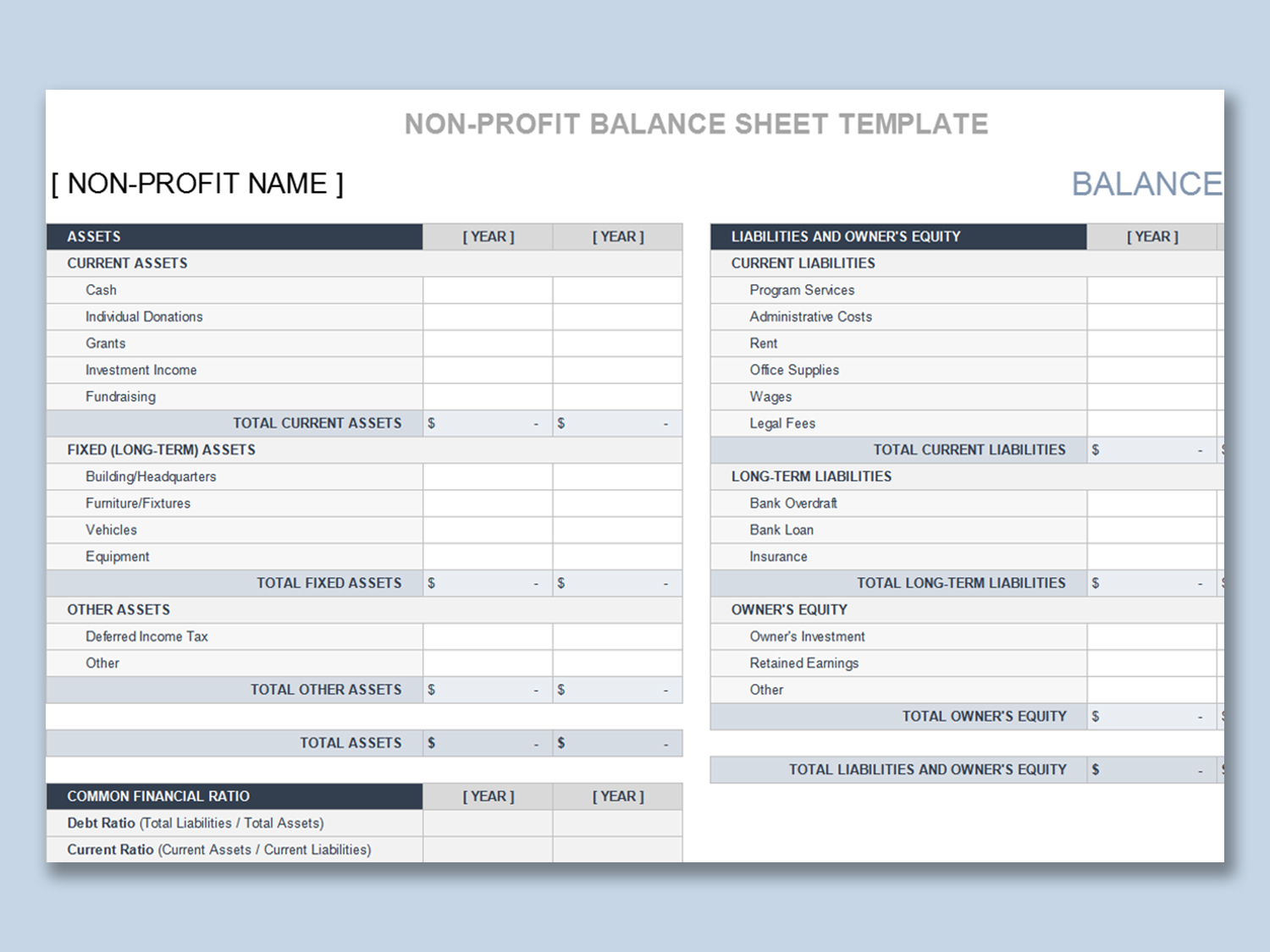 EXCEL Of Non Profit Balance Sheet Statement xlsx WPS Free Templates EXCEL Of Non Profit Balance Sheet Statement xlsx WPS Free Templates