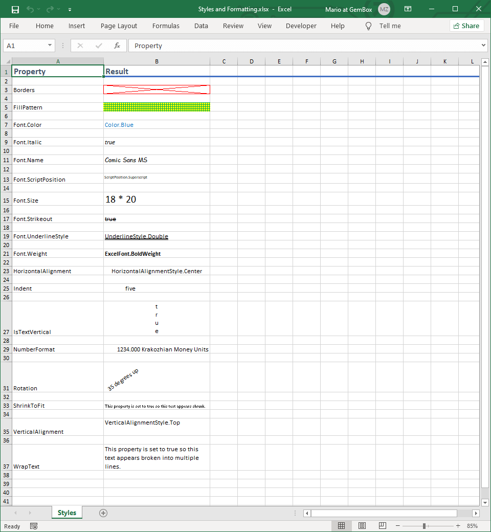 Excel Styles And Formatting In C And VB NET