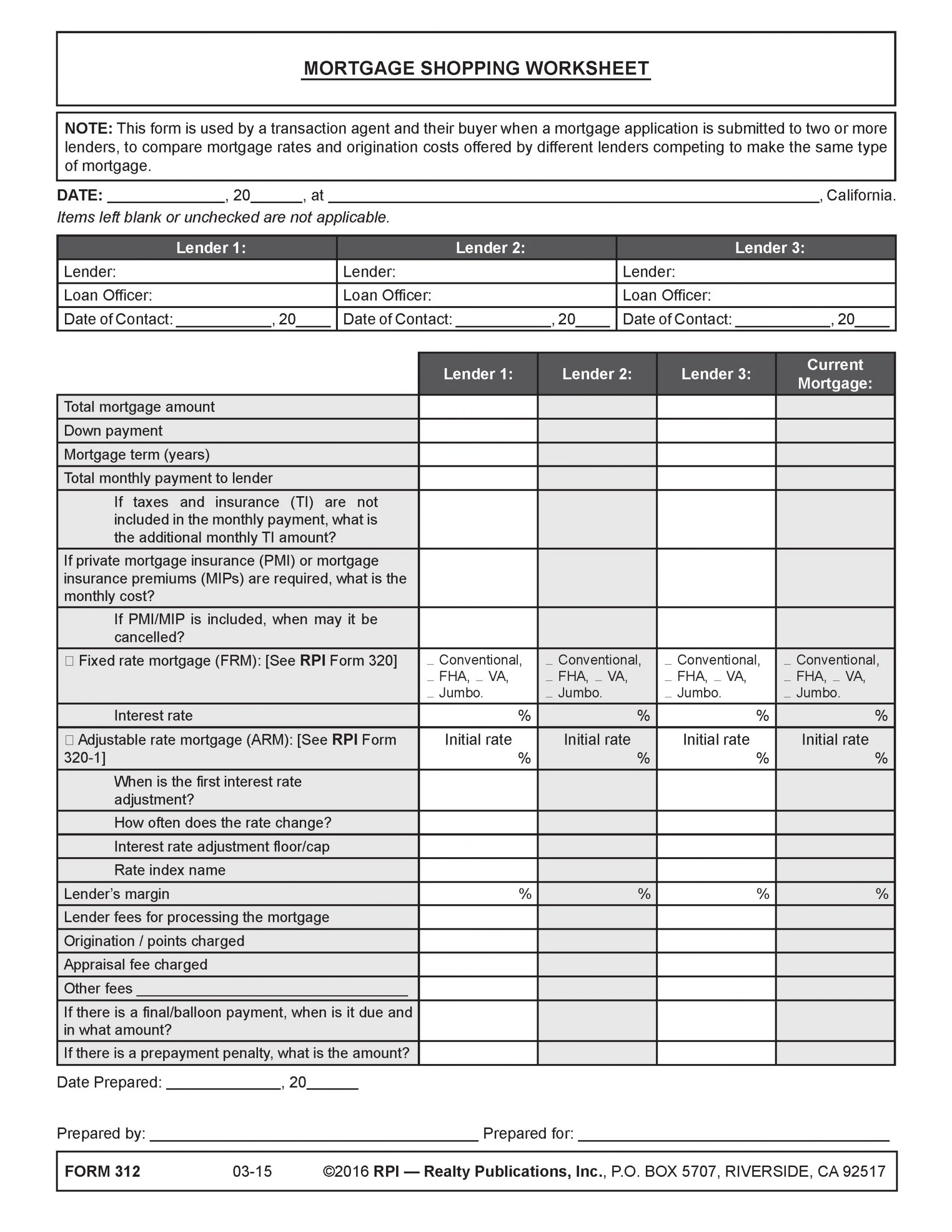 Form of the Week Mortgage Worksheets Forms 312 320 And 320 1 Firsttuesday Journal