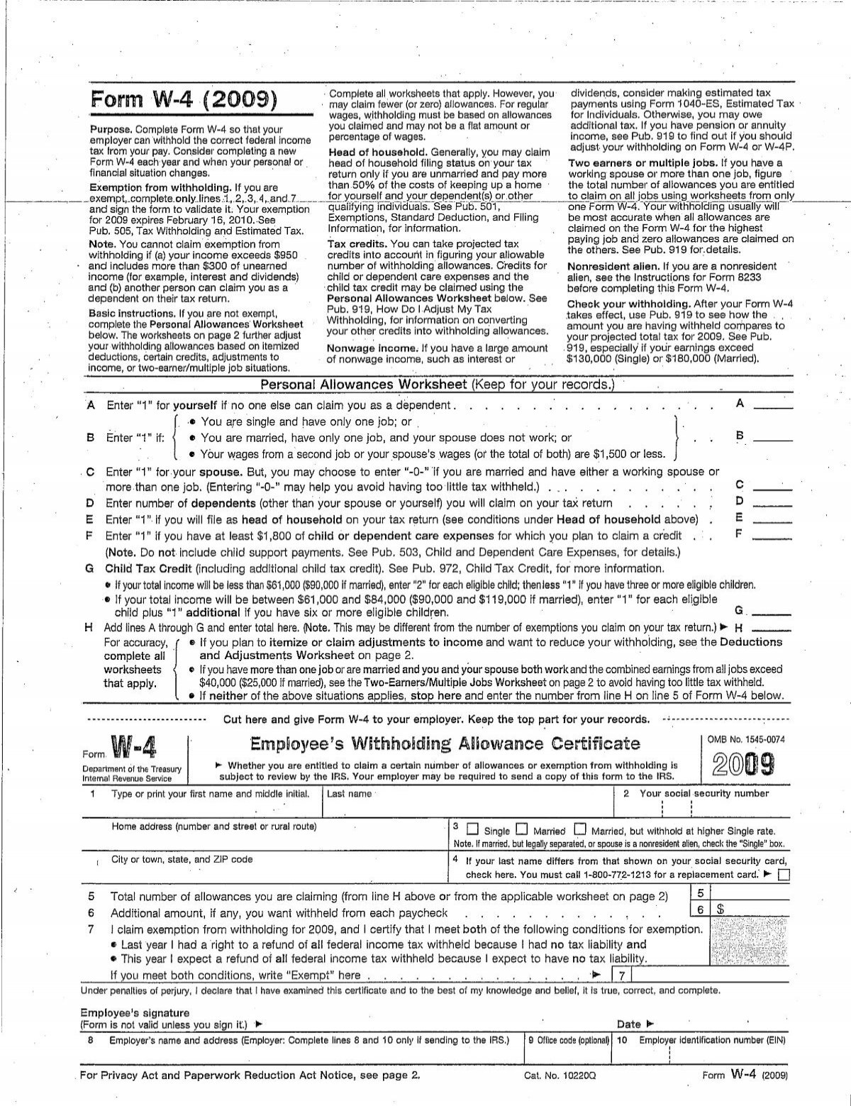 Example Of W4 Two Earners Worksheet