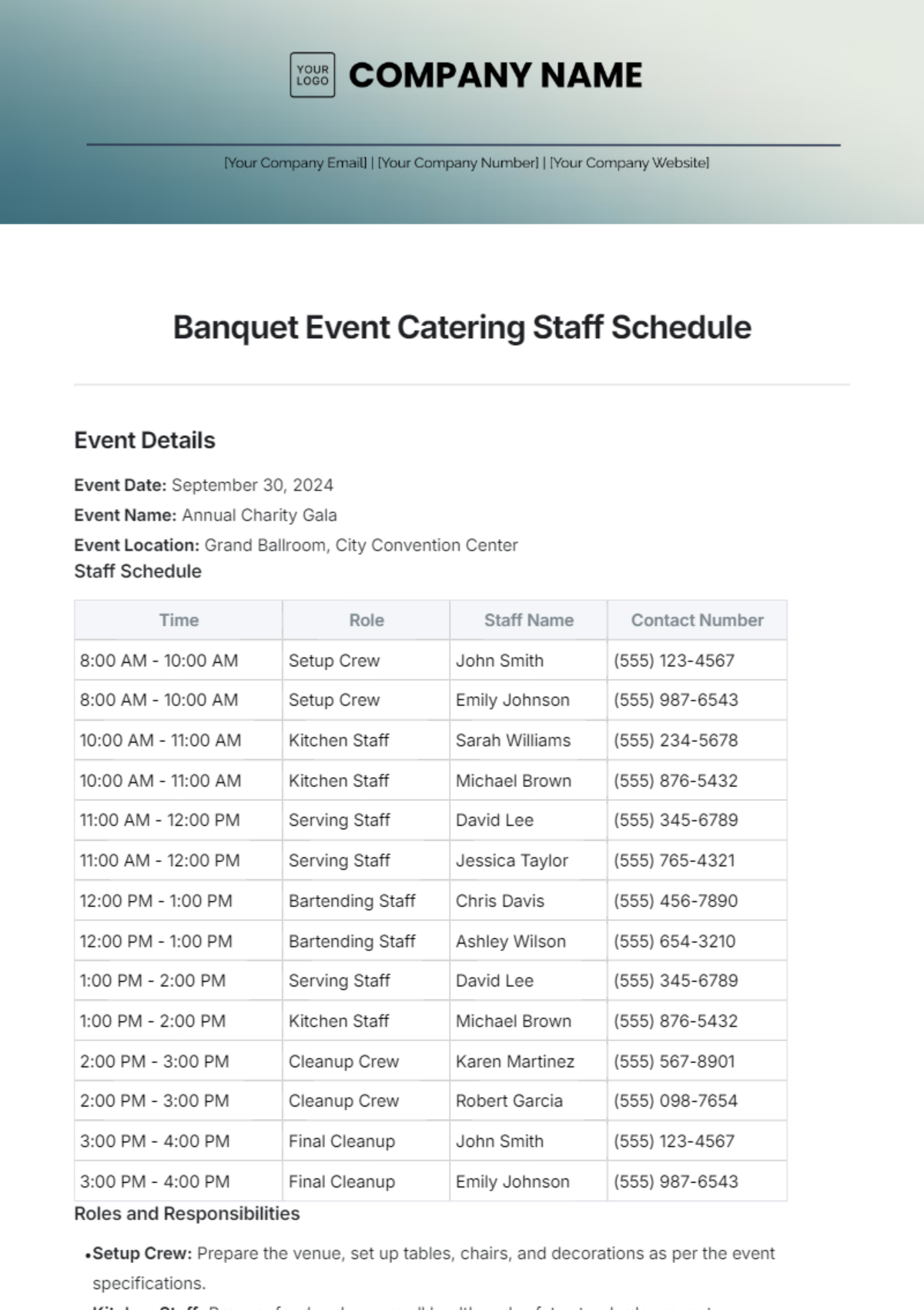 Free Banquet Event Order BEO Templates To Edit Online