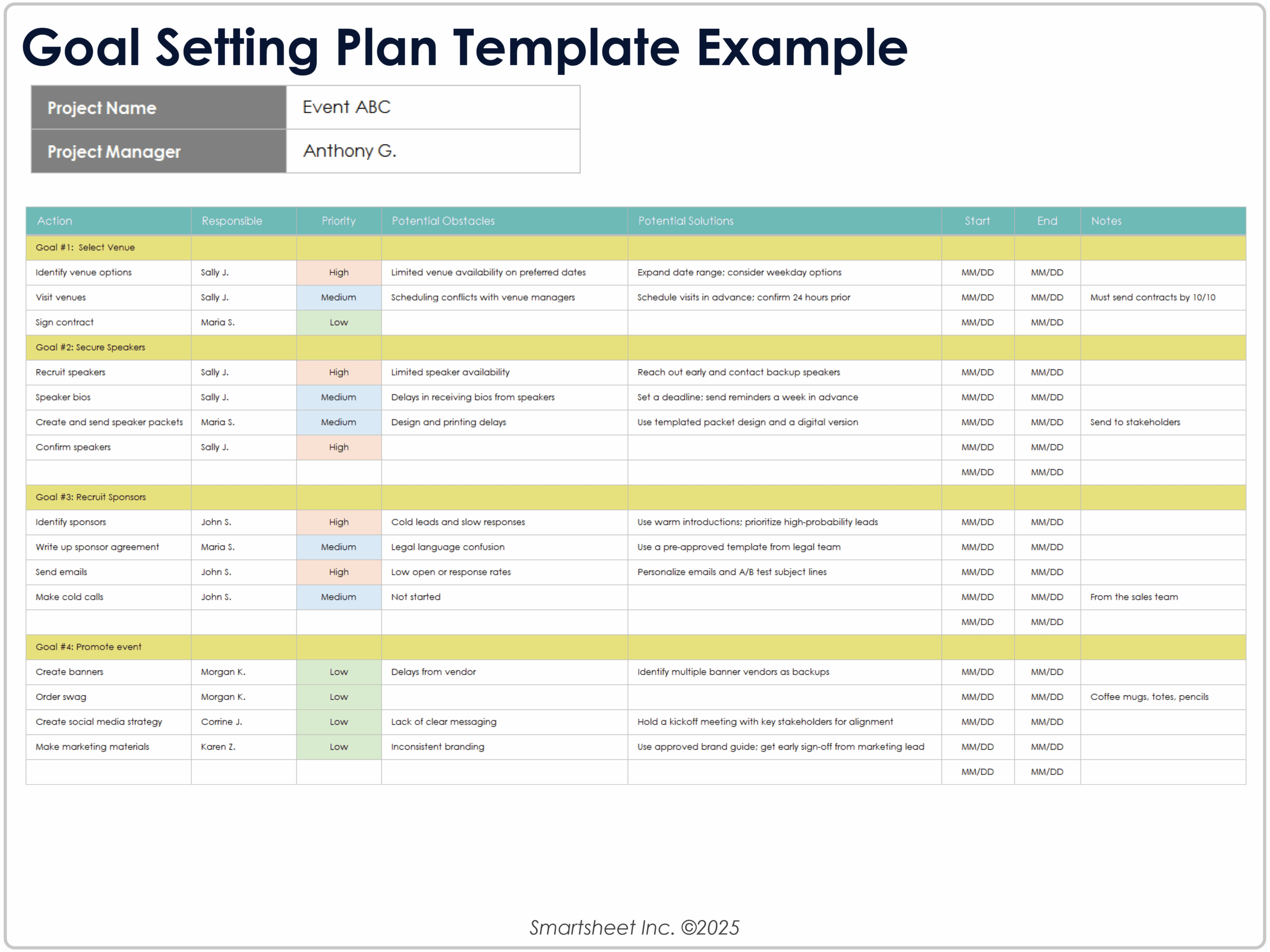 Free Goal Setting And Tracking Templates
