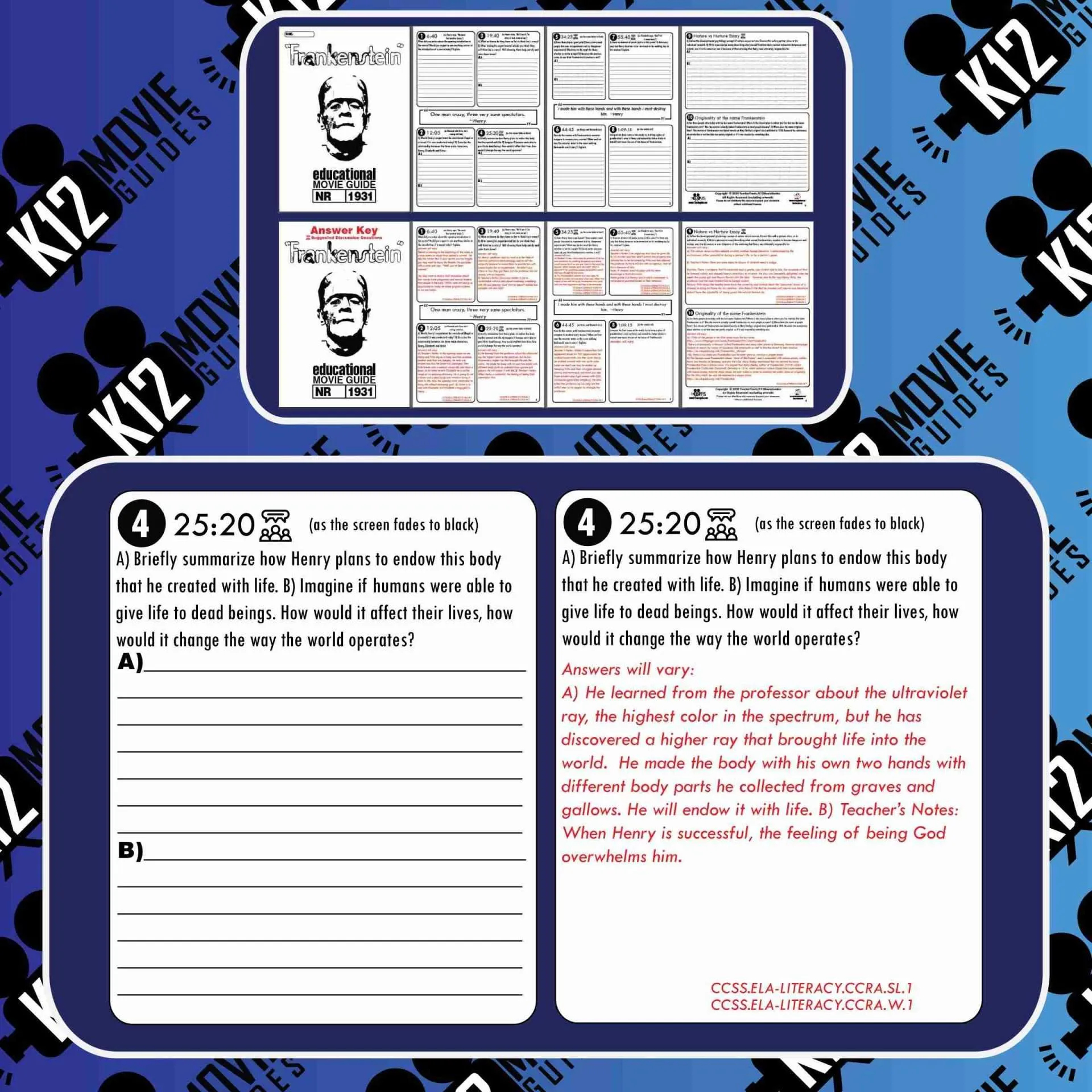 Free Halloween Activity Frankenstein Movie Guide