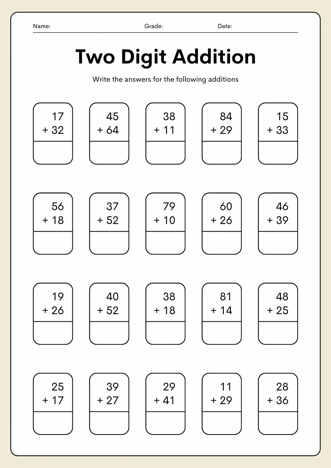 Example Of Worksheet In Mathematics