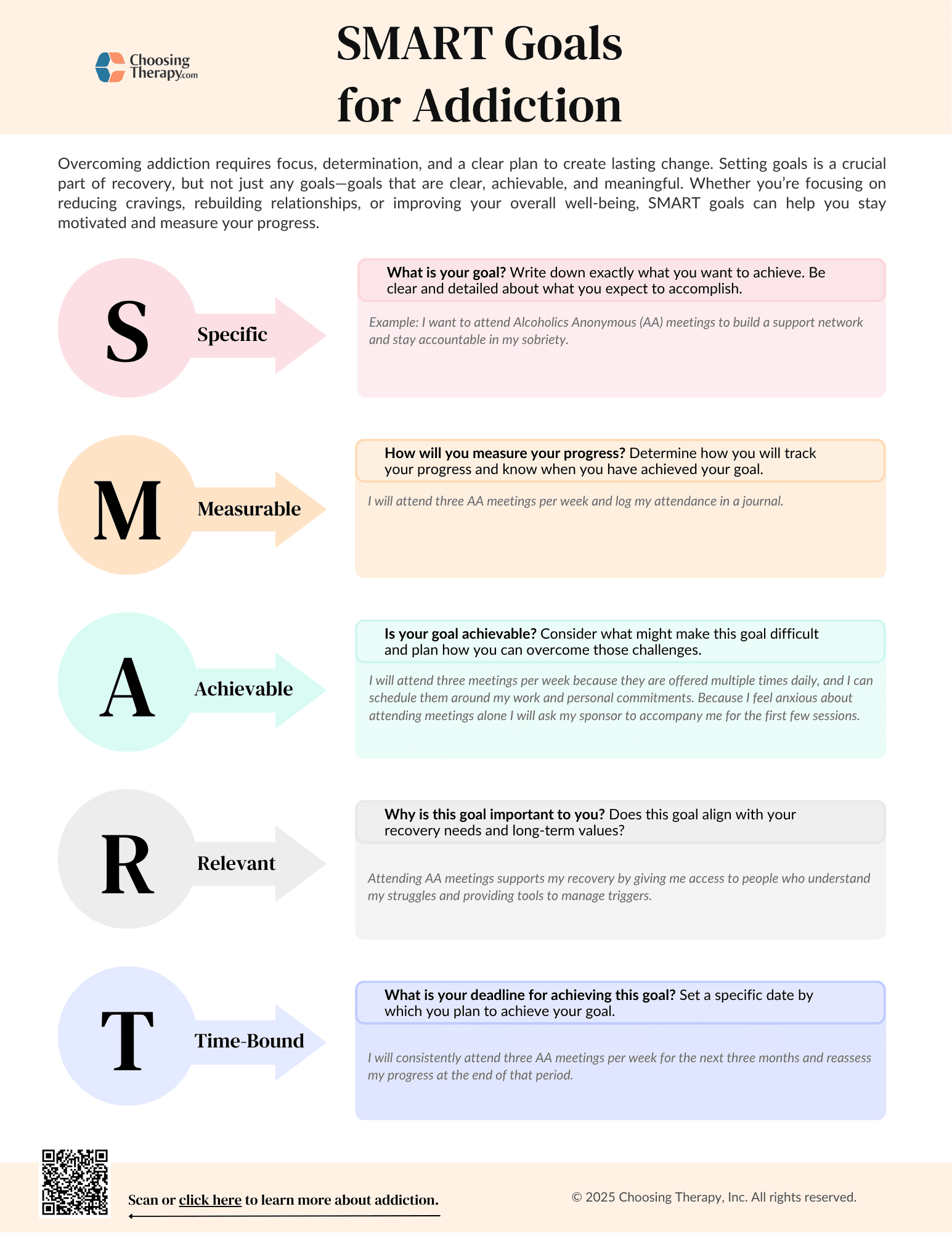 Free SMART Goals For Addiction Worksheet ChoosingTherapy