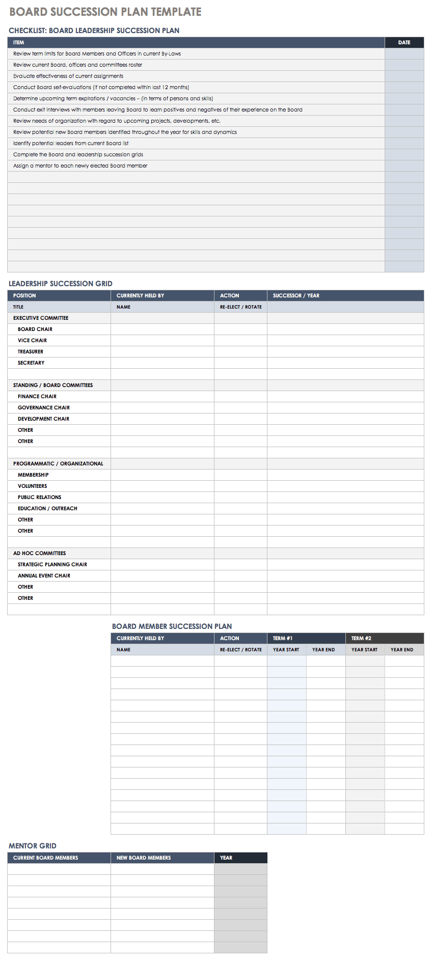 Succession Planning Status Worksheet Example