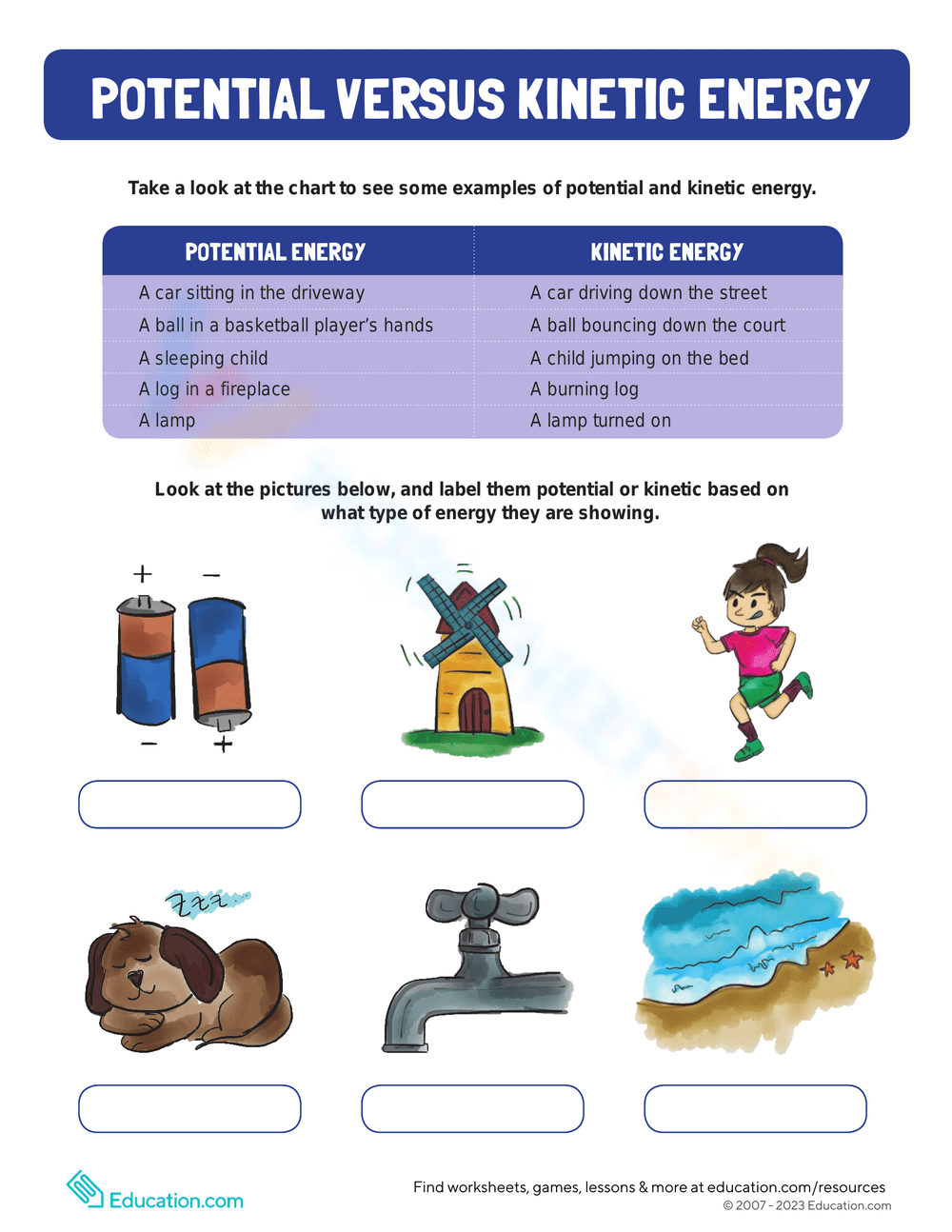 Grade 5 Kinetic And Potential Energy Worksheets