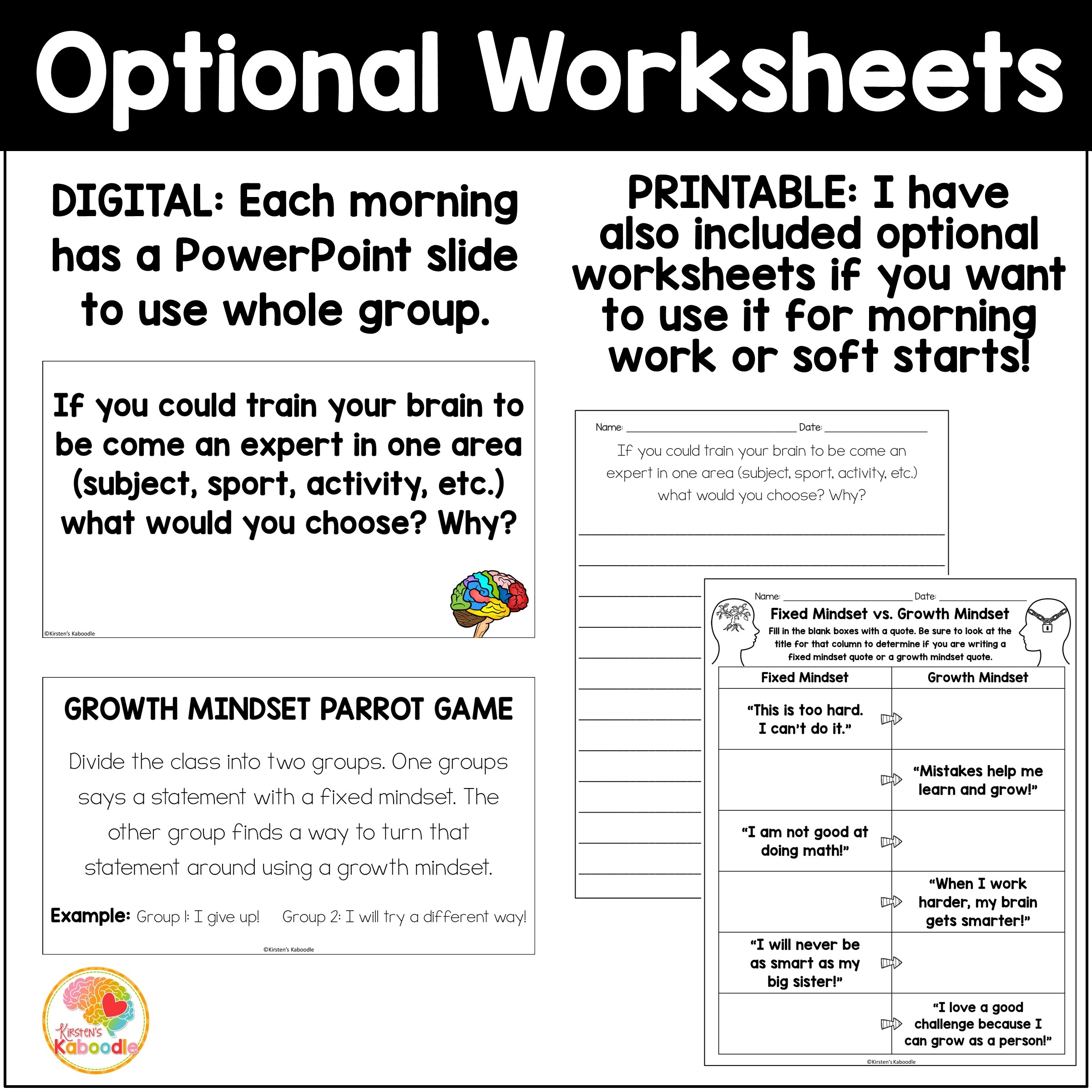 Growth Mindset Soft Start Morning Meeting Activities 4th Grade Up