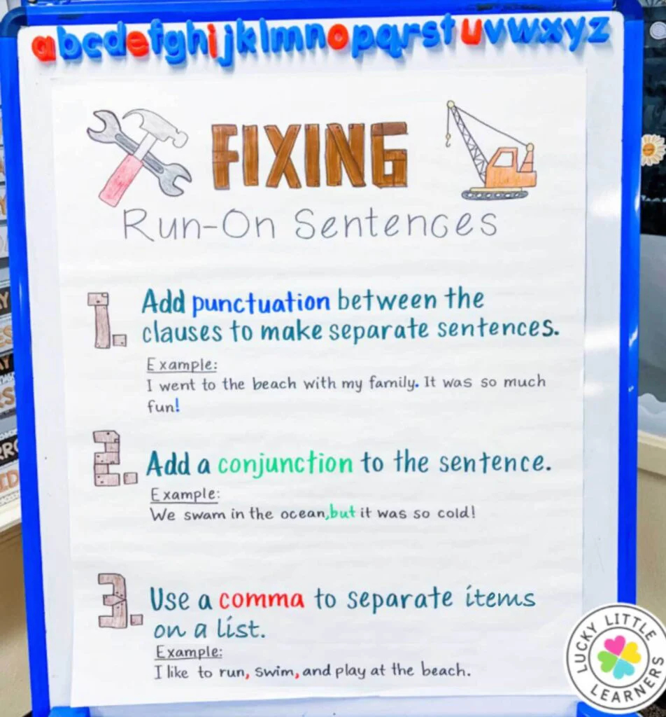 How To Fix A Run On Sentence Lucky Little Learners