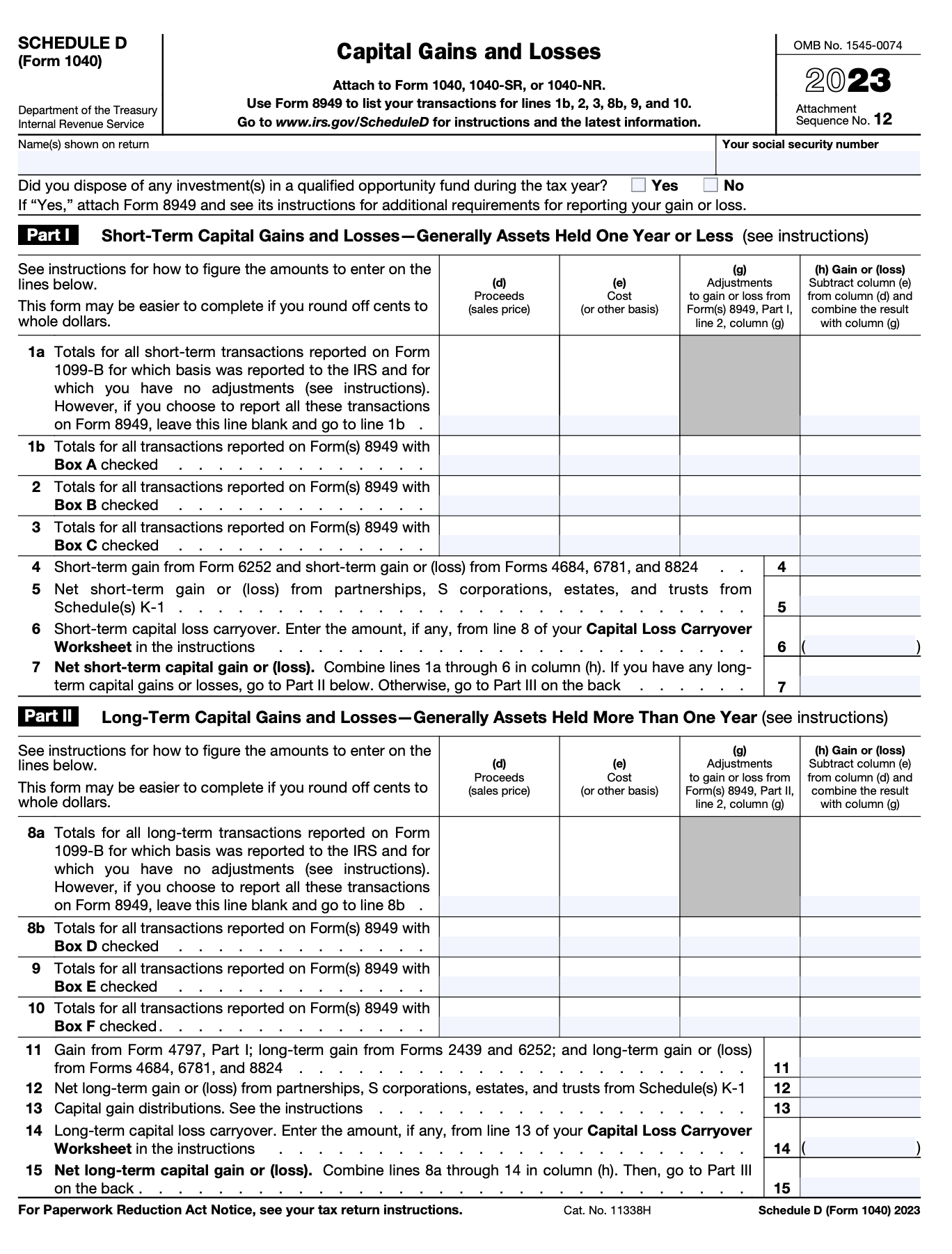Instructions For Filling Out Form 1040 Schedule D Pilot Blog