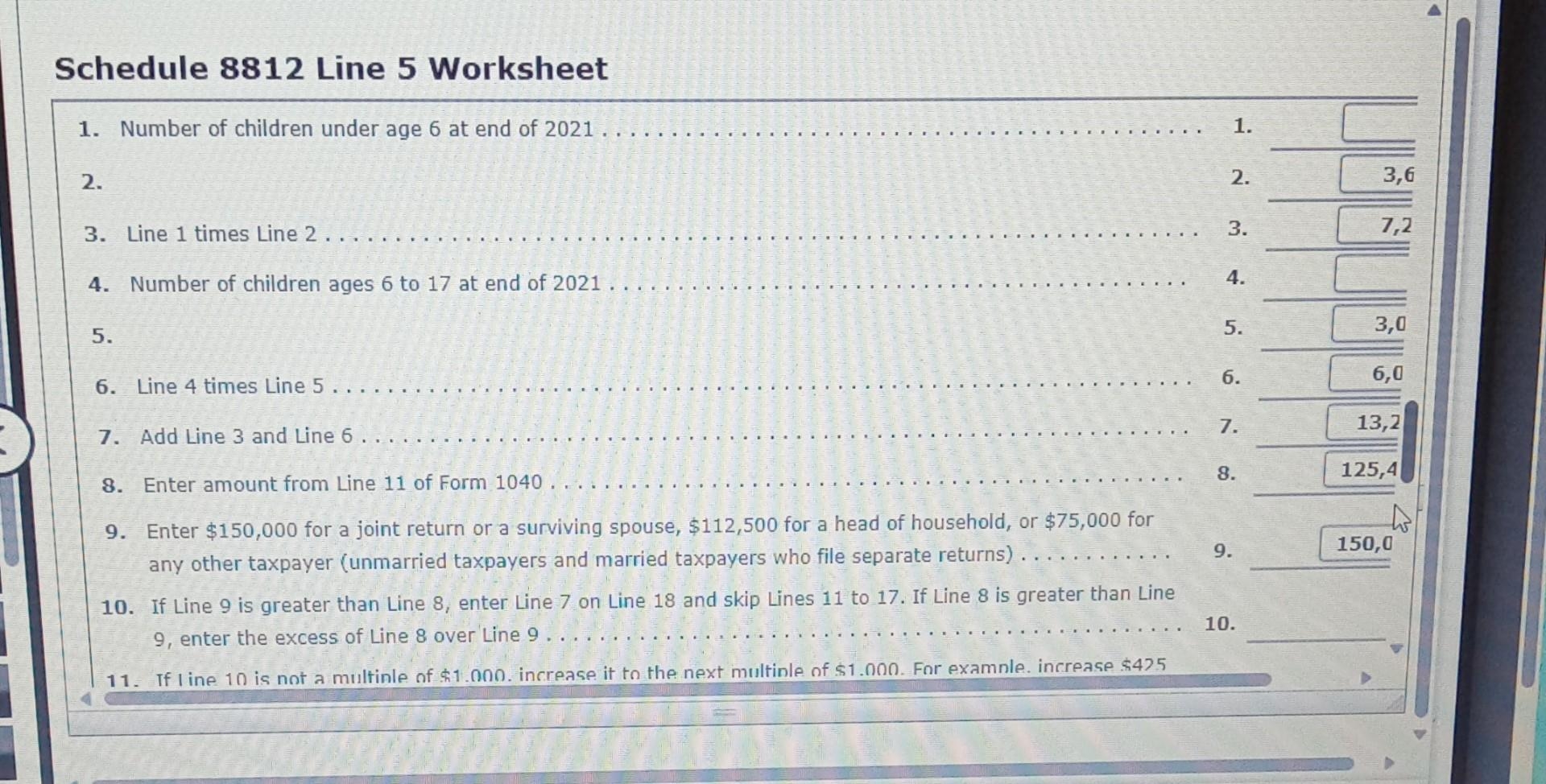 Child Tax Credit Worksheet Example Child Tax Credit Worksheet Example