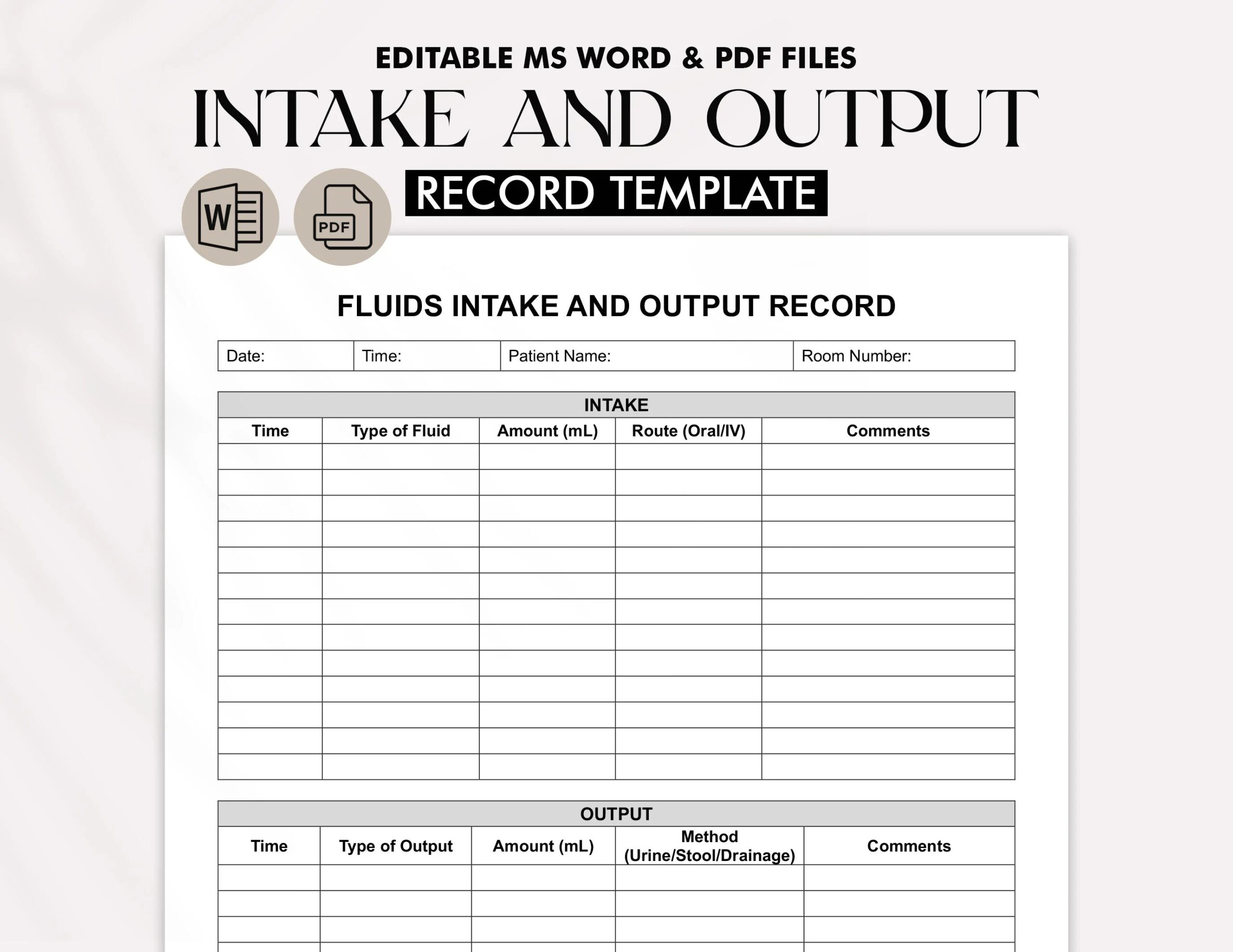 Example Of Intake And Output Worksheet