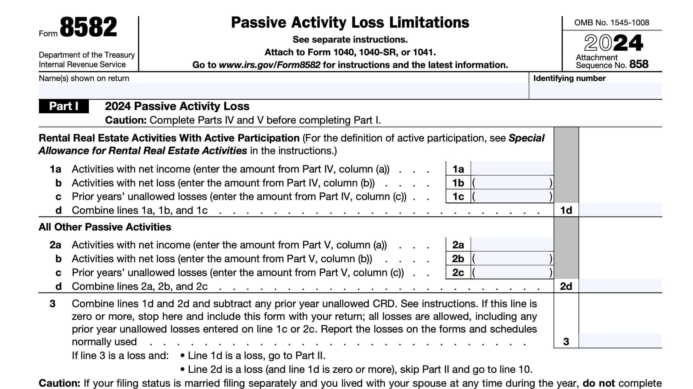 IRS Form 8582 Instructions A Guide To Passive Activity Losses