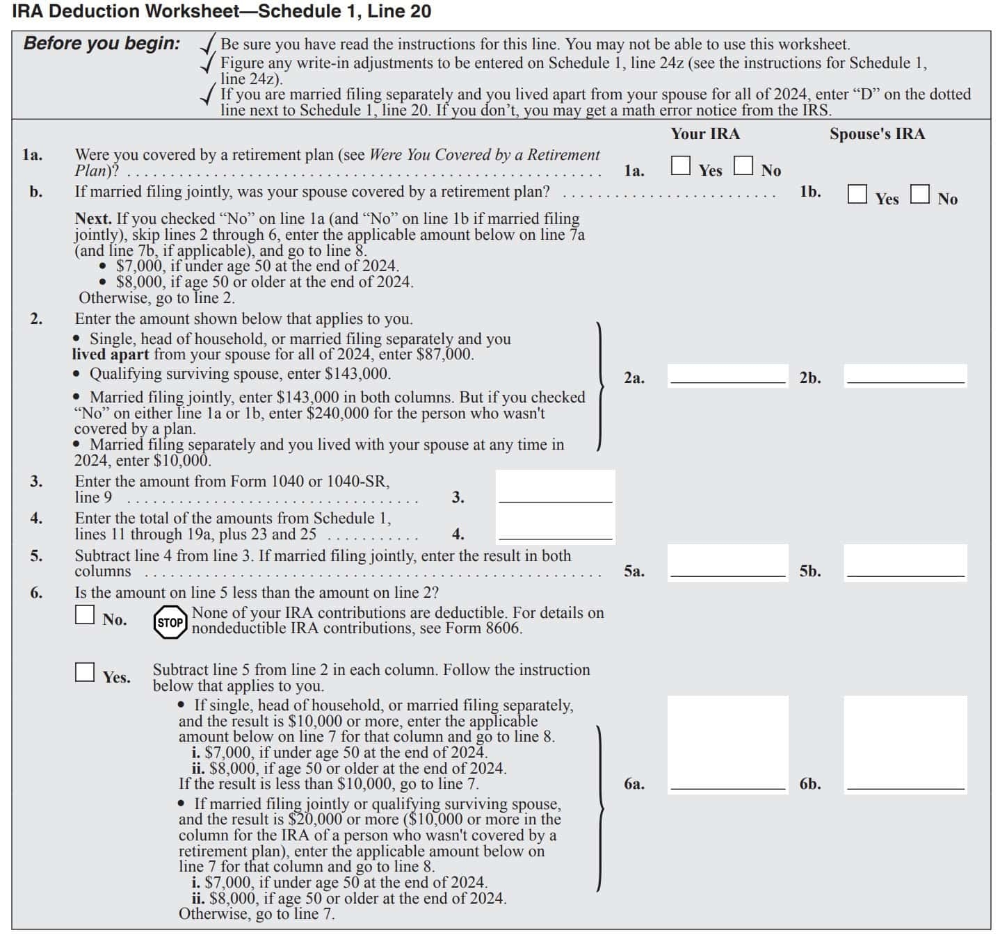 Example Publication 525 Worksheet 2