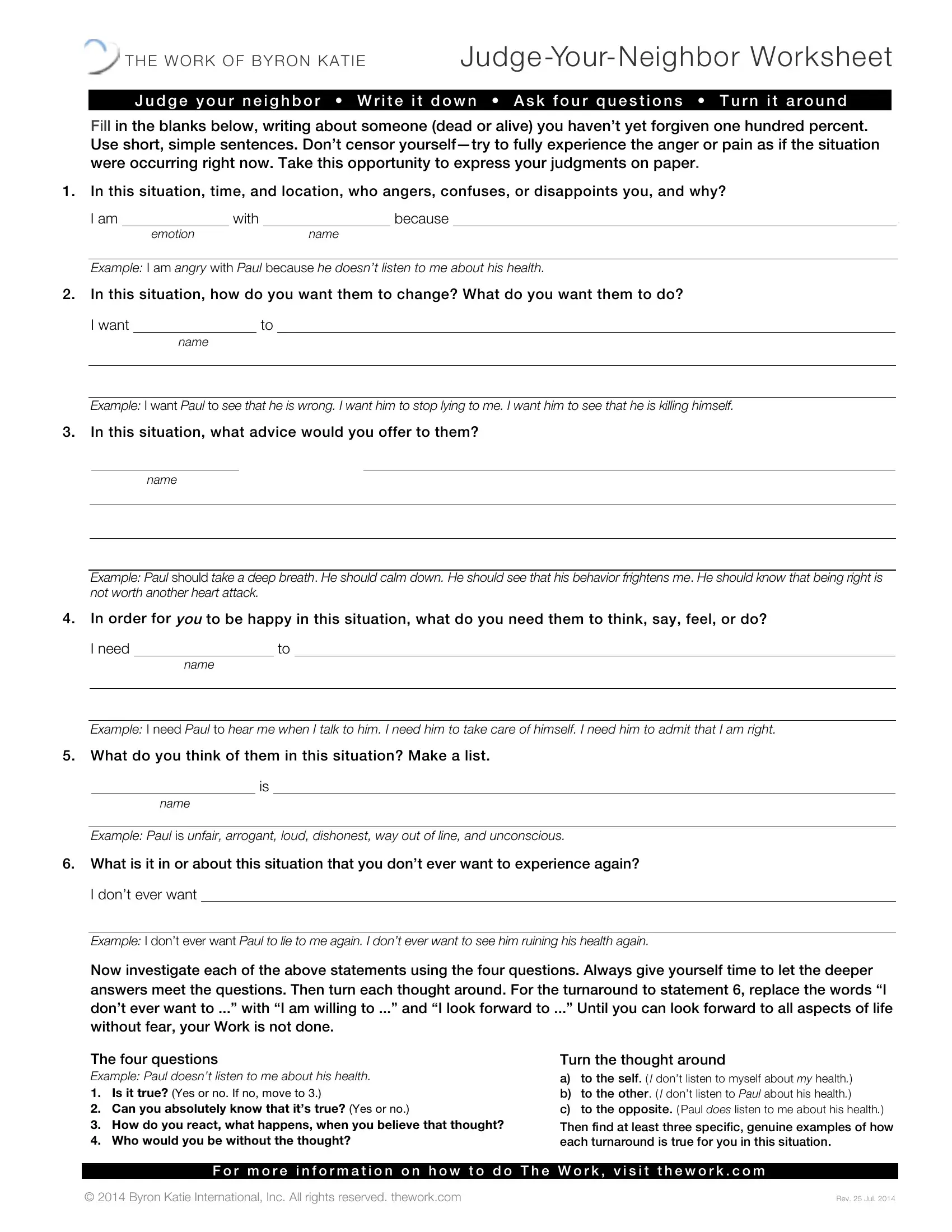 Judge Your Neighbor Worksheet PDF Form FormsPal