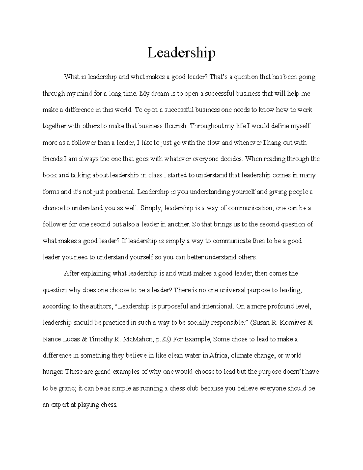 Leadership Final 2 Final Paper For The Class Leadership What Is Leadership And What Makes A Good Studocu