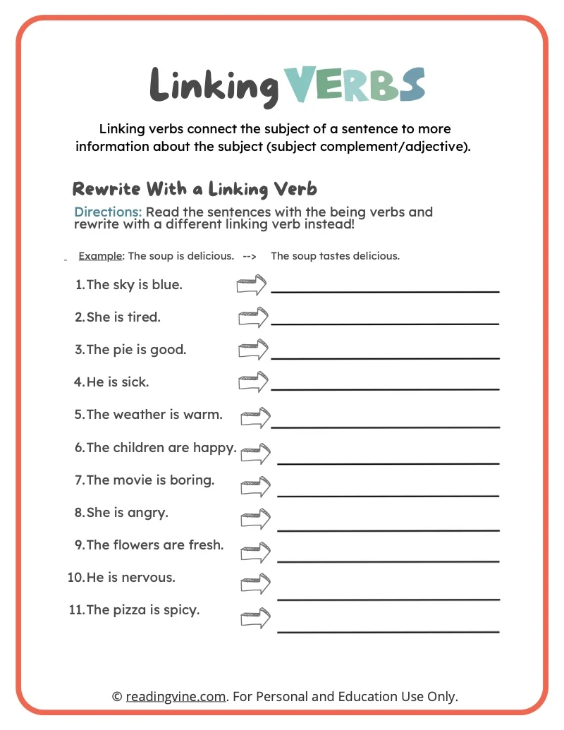 Kinds Of Verbs And Examples Worksheet