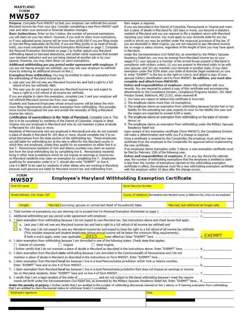 Md 507 Form Form