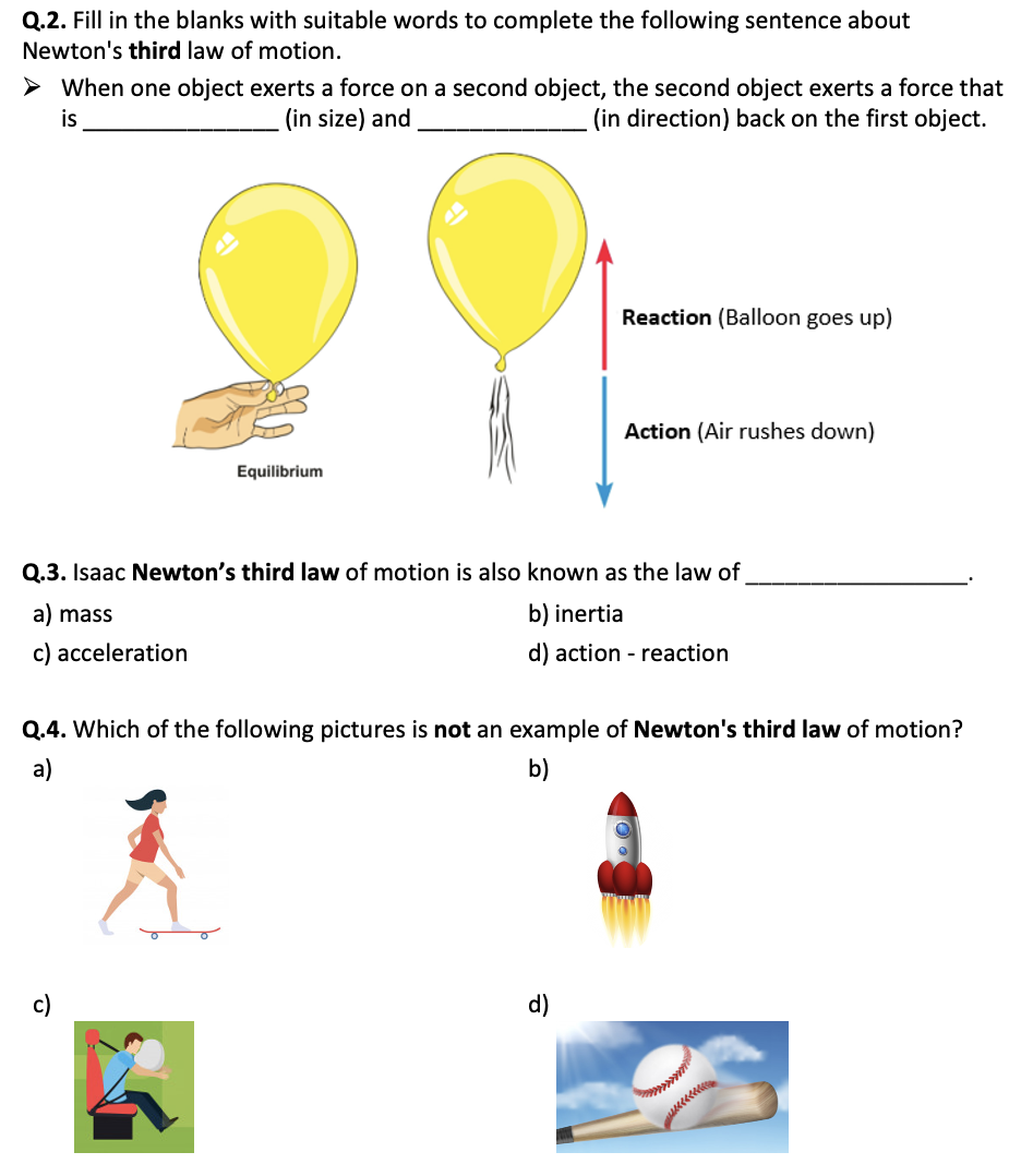 Identifying Examples Of Newton'S Laws Worksheet