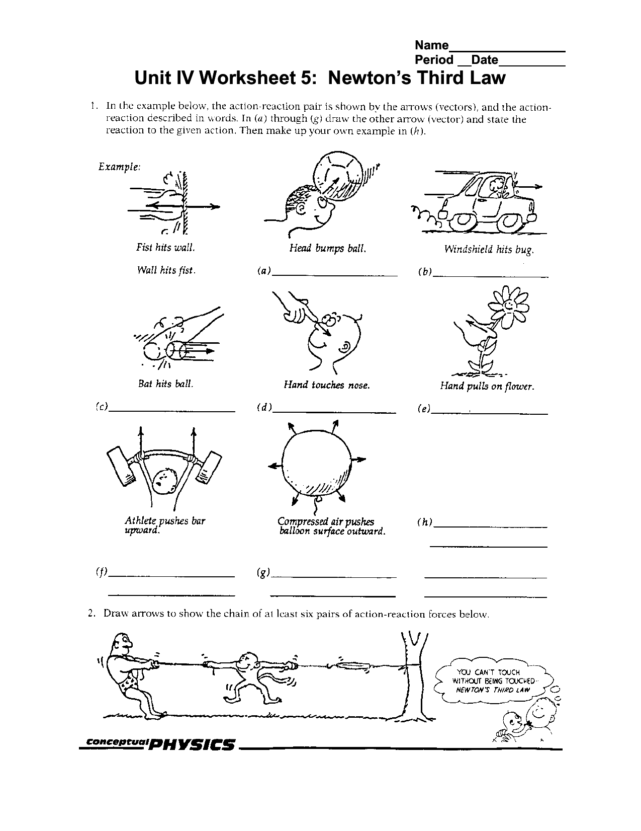 Newton s Third Law Worksheet