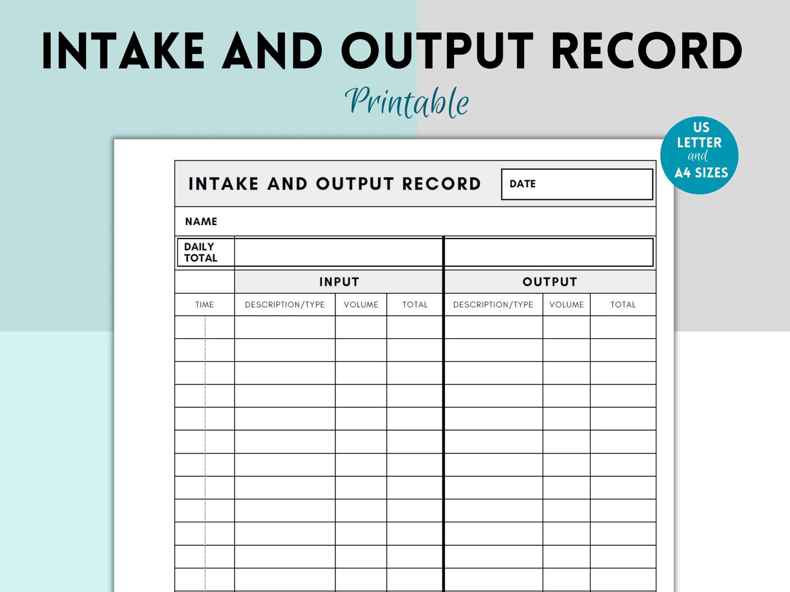 Nursing Intake And Output Sheet Etsy