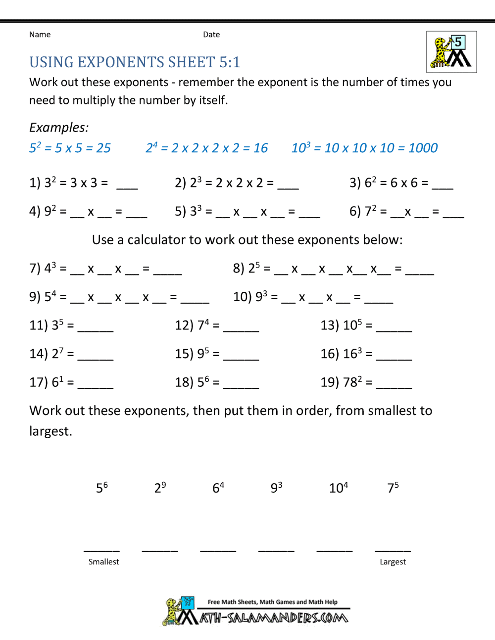 Support Worksheets With Worked Out Examples