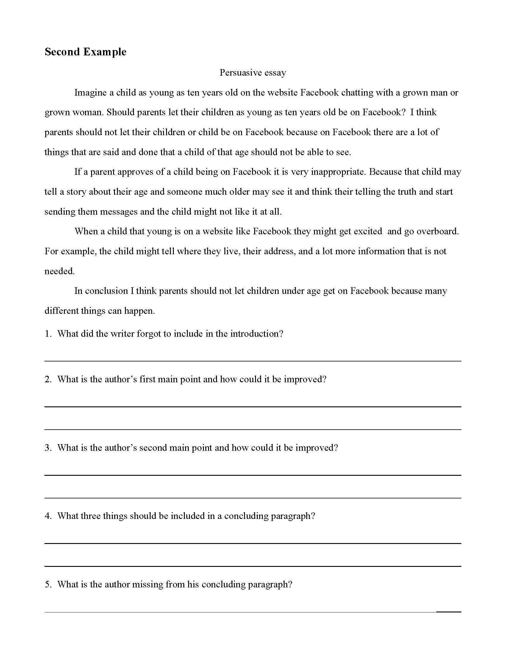 Persuasive Essay Examples Preview